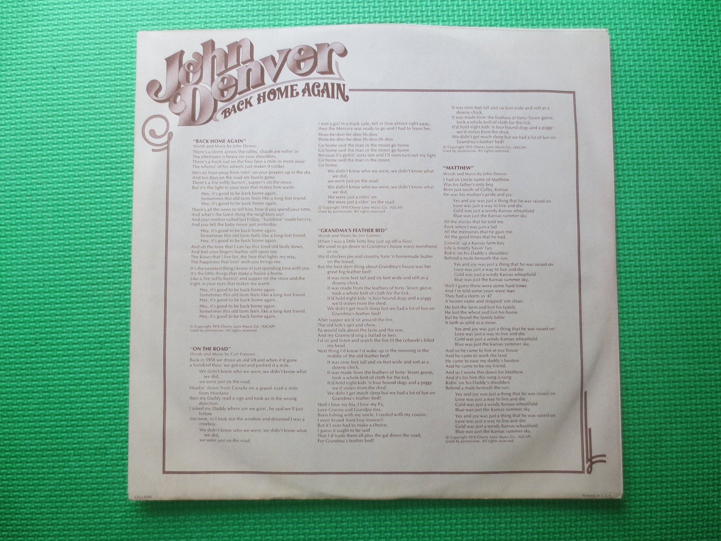 JOHN DENVER, Back Home Again, John Denver Album, John Denver Lp, John Denver Record, John Denver Vinyl, Vinyl, 1974 Records