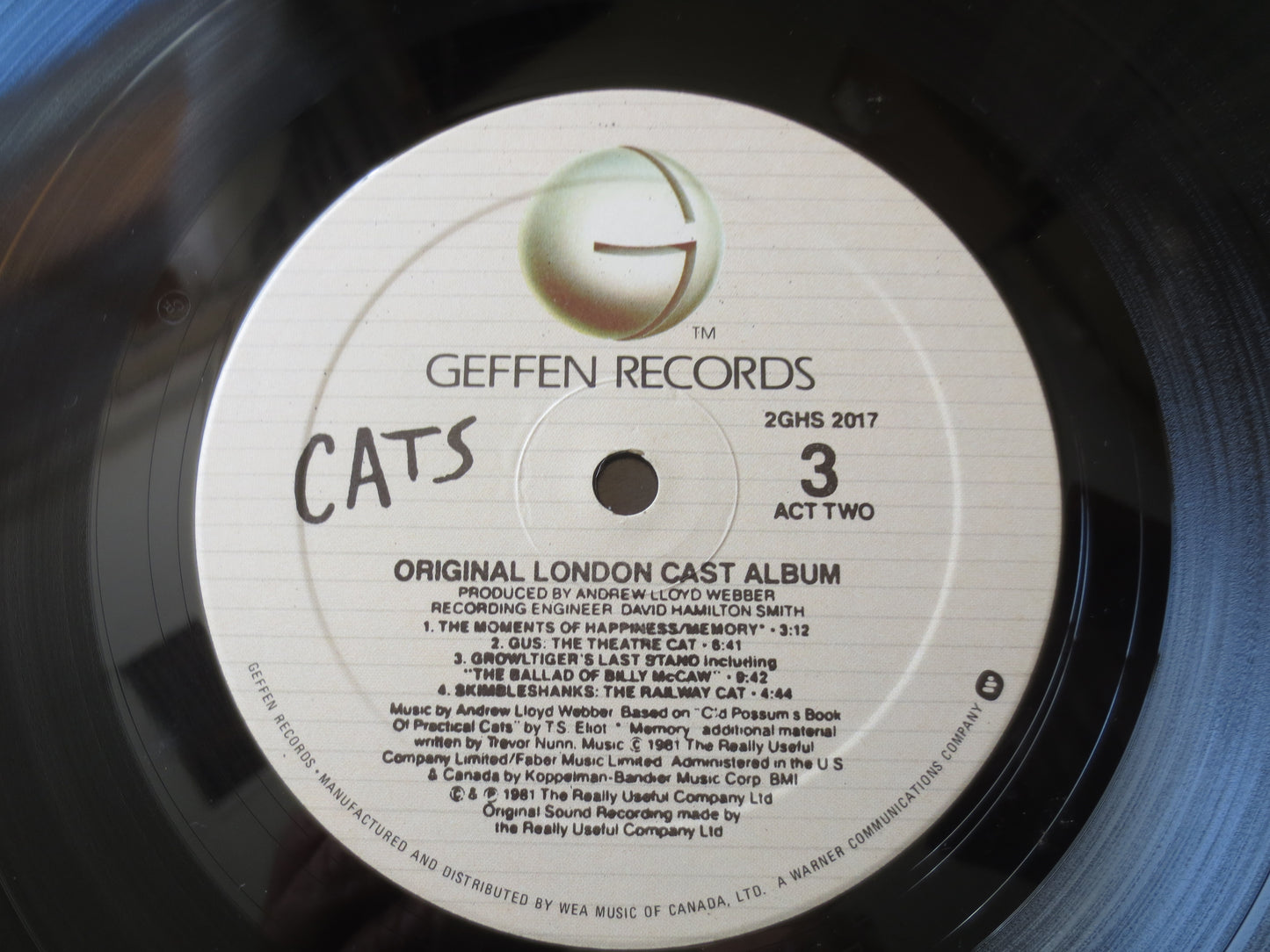 CATS, The MUSICAL, CATS Soundtrack, Andrew Lloyd Webber, Double Records, Cats Music Record, Theater Music Lp, 1981 Records