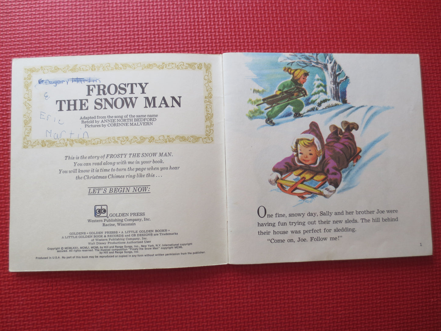 DISNEY Album, FROSTY the Snowman, DISNEYLAND Records, Disney Records, Childrens Record, Disney Lp, Kids Lp, 1976 Records