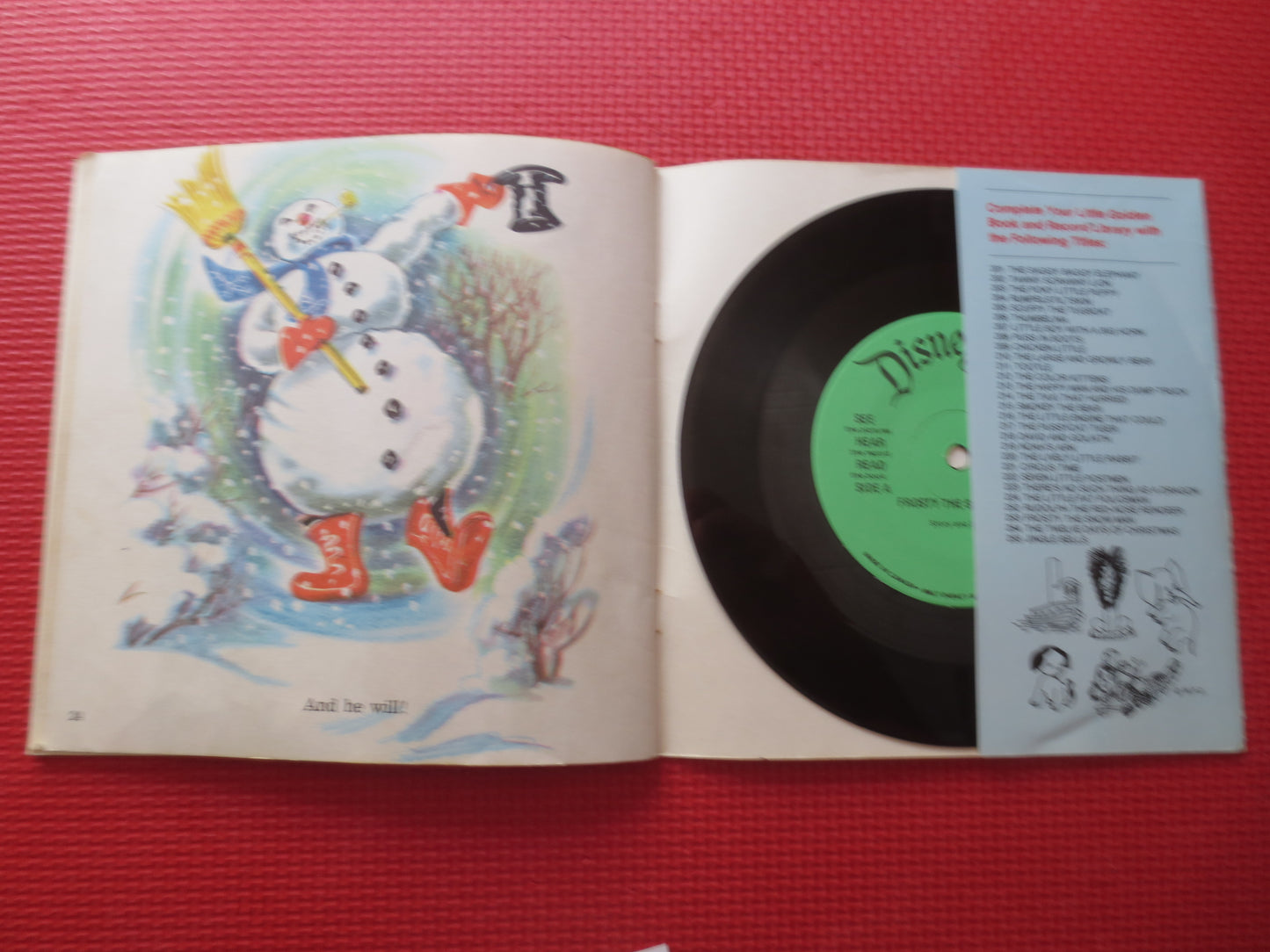 DISNEY Album, FROSTY the Snowman, DISNEYLAND Records, Disney Records, Childrens Record, Disney Lp, Kids Lp, 1976 Records