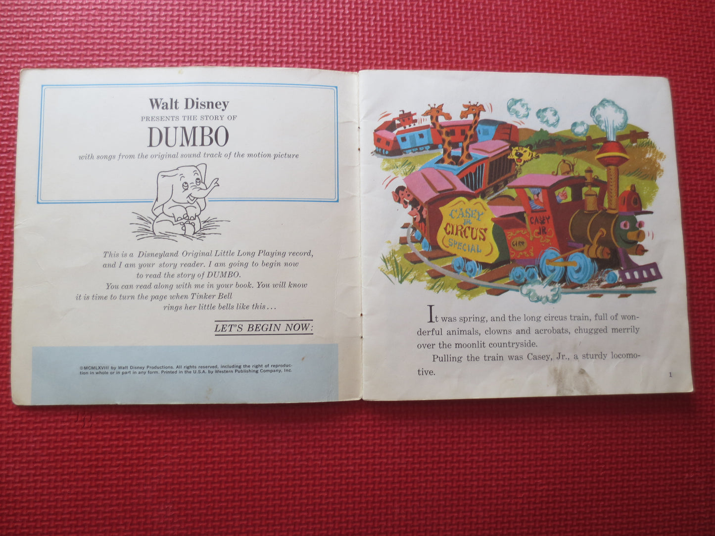 DISNEY Albums, Story of DUMBO, DISNEYLAND Records, Disney Records, Childrens Record, Disney Lp, Kids Albums, 1977 Record