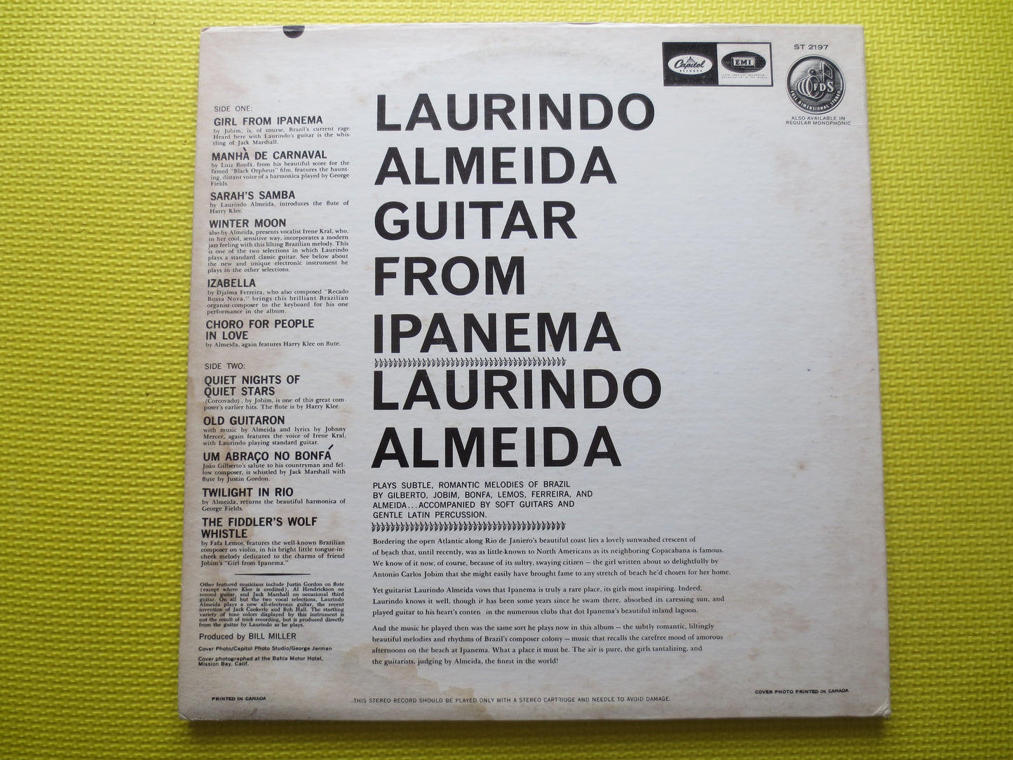 LAURINDO ALMEIDA, GUITAR from Ipanema, Laurindo Almeida Lp, Classical Guitar Lp, Classical Records, Records, 1964 Records