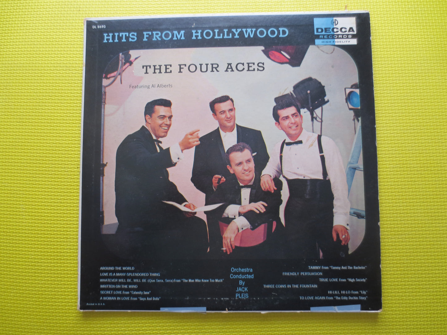 The FOUR ACES, HITS from Hollywood, Al Alberts, The Four Aces Record, The Four Aces Album, The Four Aces Lp, Vinyl Record, Lps, 1958 Records