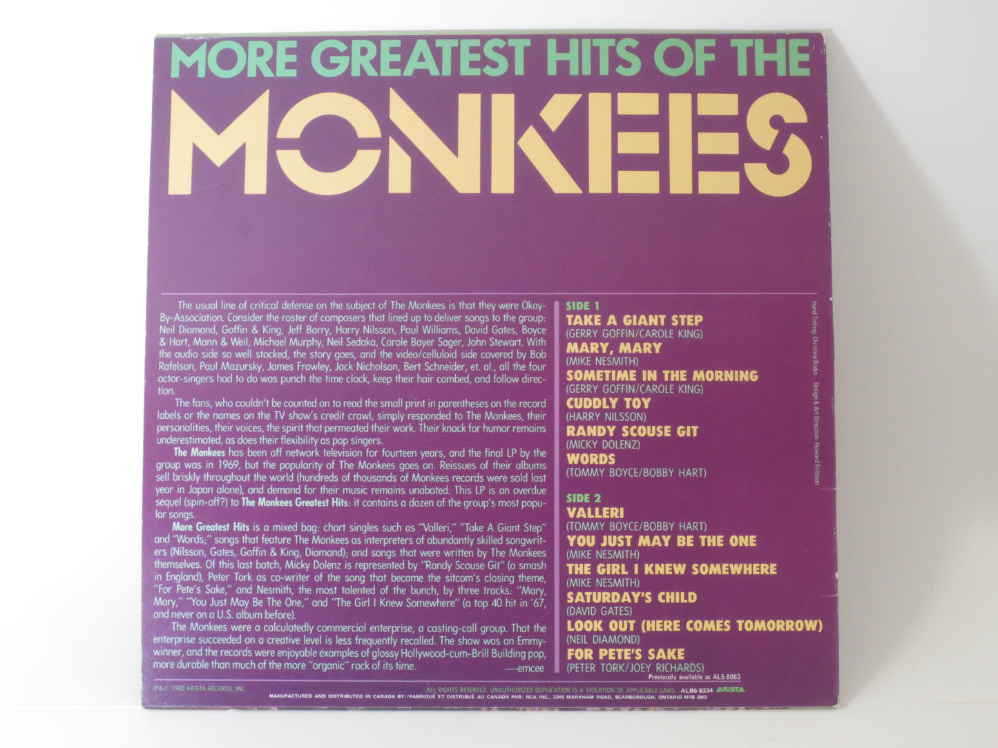 The MONKEES, More GREATEST Hits, The Monkees Record, The Monkees Album, The Monkees Lp, The Monkees Songs, Lp, 1982 Records