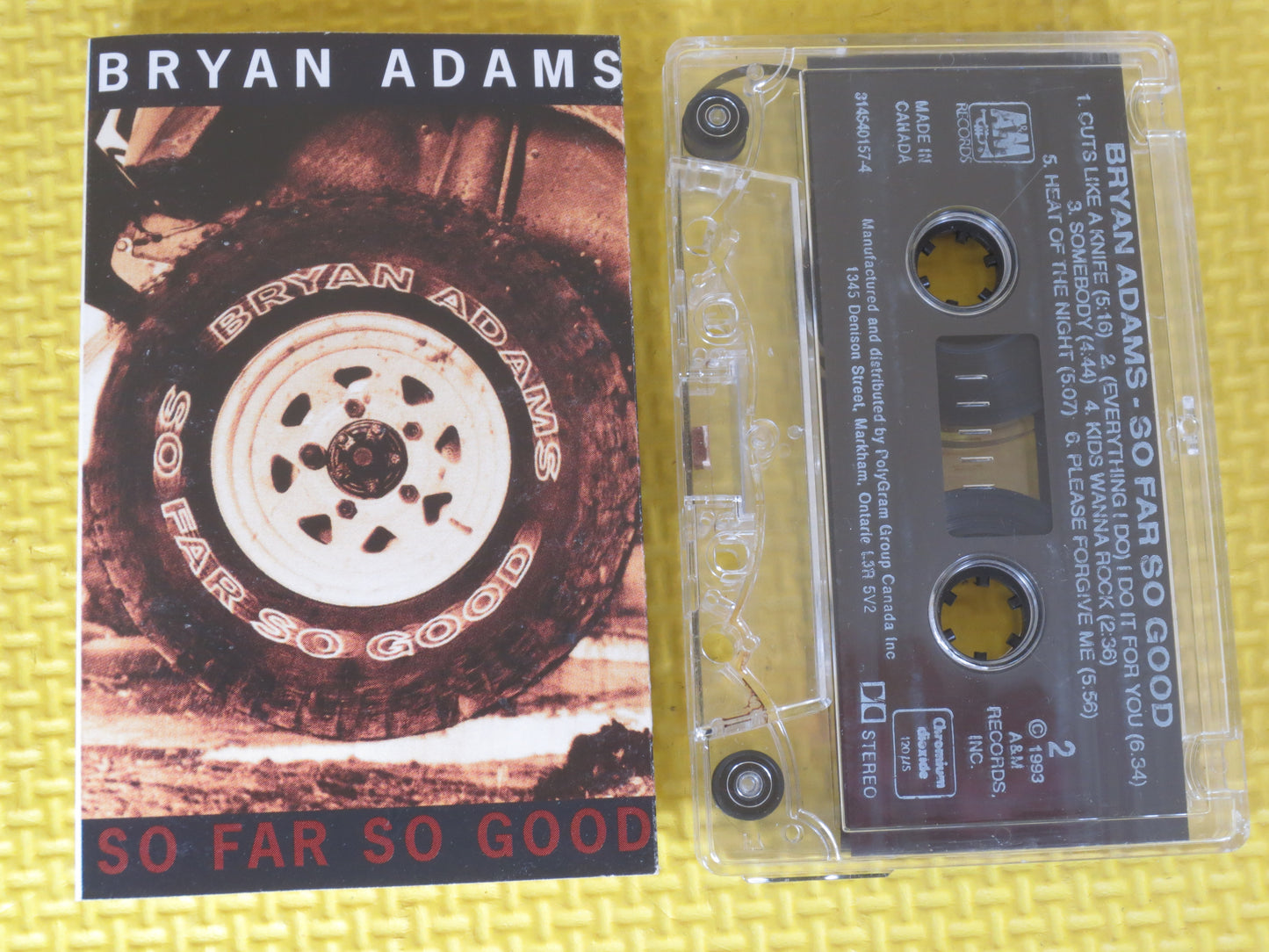 BRYAN ADAMS Tape, So Far So GOOD, Bryan Adams Album, Bryan Adams Music, Bryan Adams, Tape Cassette, Cassette, 1993 Cassette