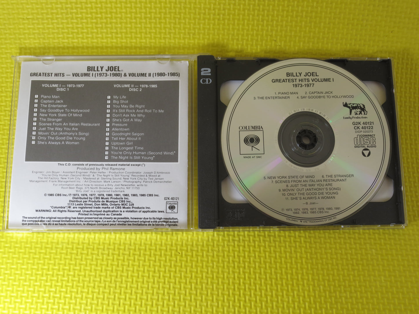 BILLY JOEL, GREATEST Hits, Billy Joel Cd, Billy Joel Lp, Music Cd, Rock Music Cd, Pop Cd, Rock, Pop Music, 1985 Compact Disc