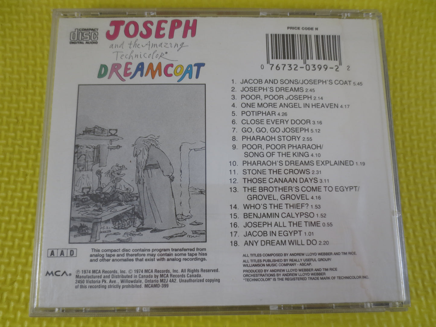 JOSEPH and the AMAZING Technicolor DREAMCOAT, Andrew Lloyd Webber, Soundtrack Cd, Theatre Music Cd, Opera Cd, 1985 Compact Disc