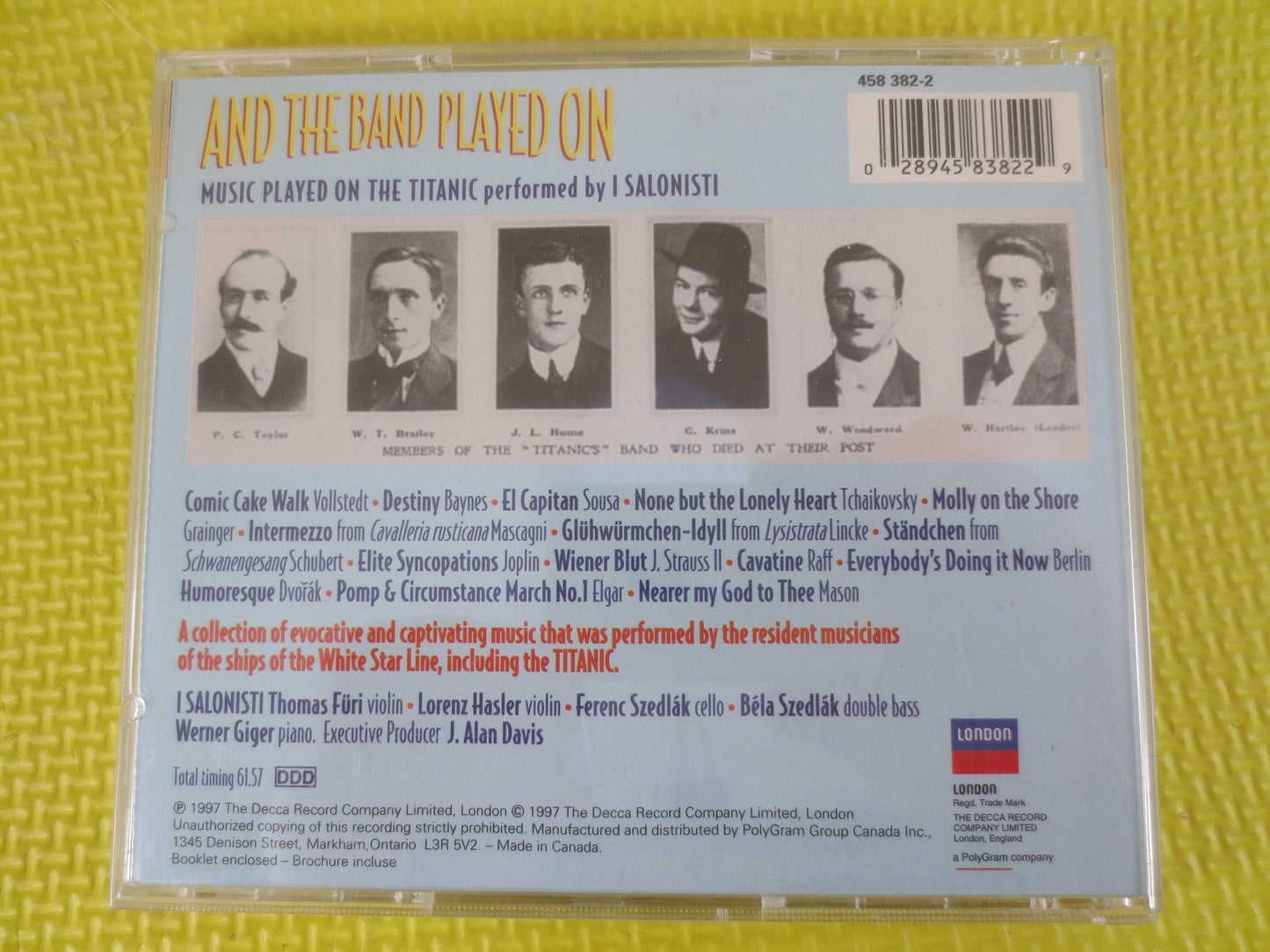 TITANIC Music, Music Played on TITANIC, TITANIC Music Cd, Titanic Band, Music from Titanic, Titanic Songs, Cd, 1997 Compact Disc