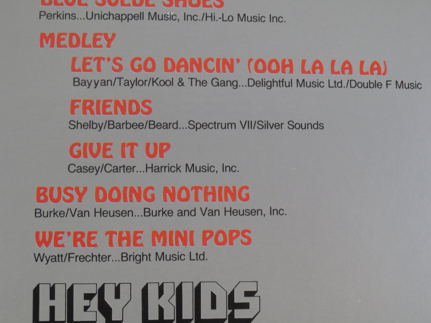 MINI-POPS, CHILDRENS Record, K-Tel Records, Mini-Pops Record, Mini-Pops Album, Kids Record, Childrens Album, 1985 Records