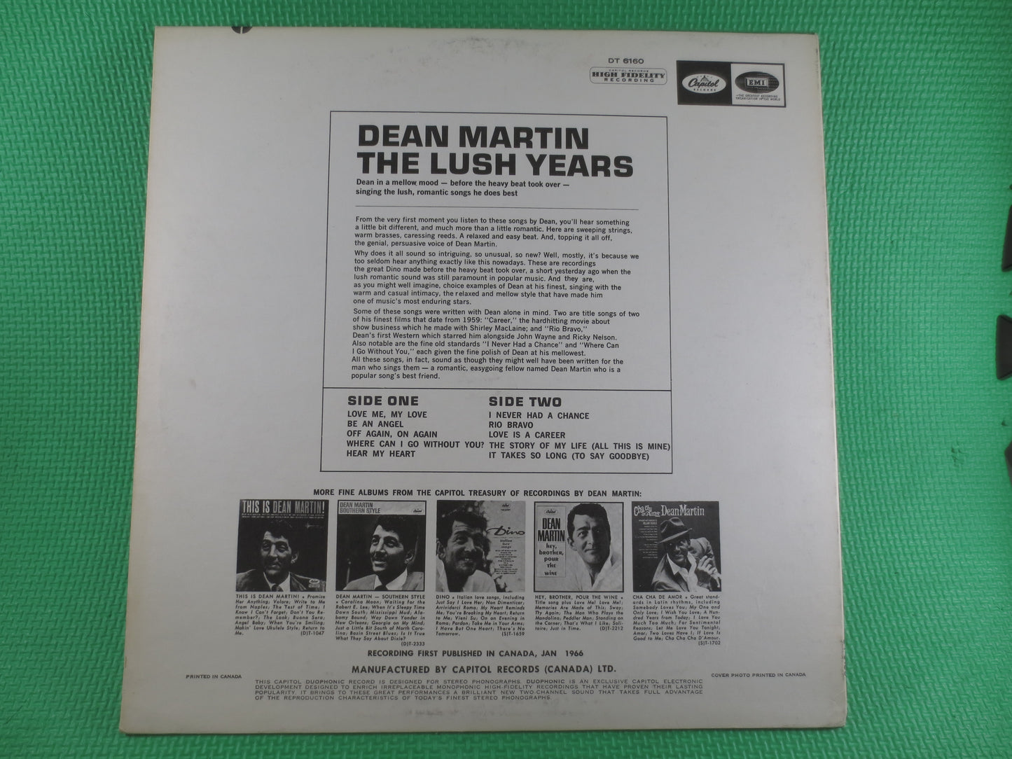 DEAN MARTIN, The LUSH Years, Jazz Records, Dean Martin Record, Dean Martin Album, Dean Martin lp, Vinyl Record, 1965 Record