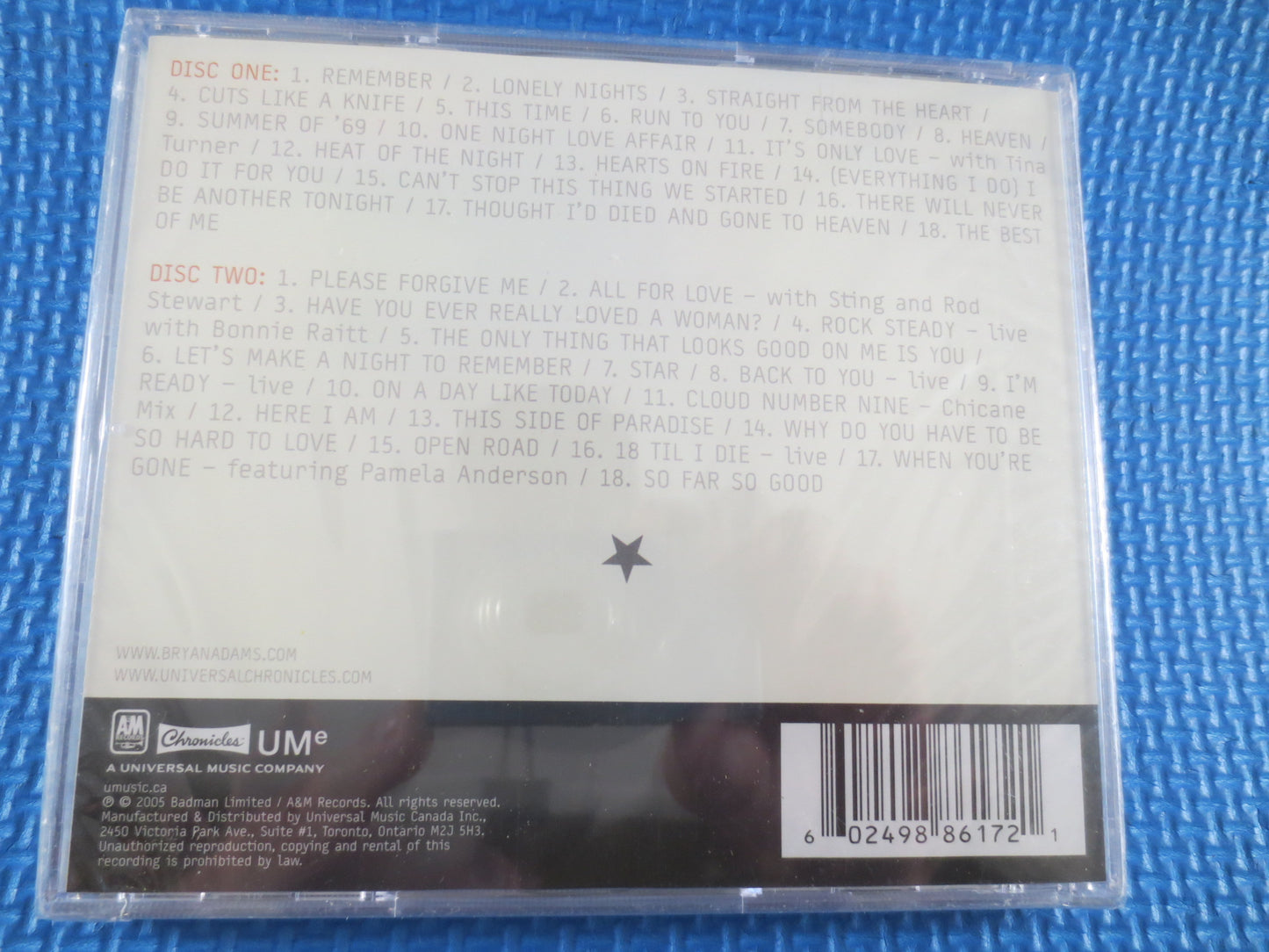 BRYAN ADAMS, Factory SEALED, 2 Cd's, Anthology, Bryan Adams Cd, Rock Cd, Cd Rock, Bryan Adams Lp, Classic Rock Cd, Vintage Cd's, Rock Cd