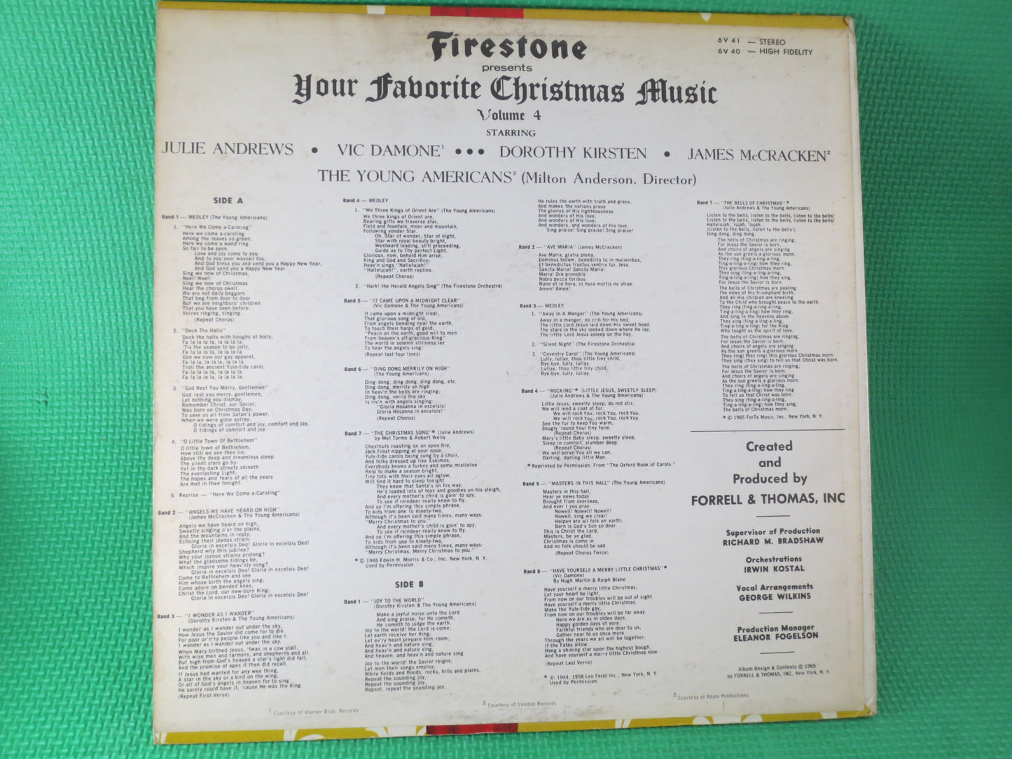 FAVORITE CHRISTMAS, CAROLS, Christmas Music, Voice of Firestone, Volume 4, Christmas Songs, Christmas Carols, Christmas Lp, Lp, 1966 Records