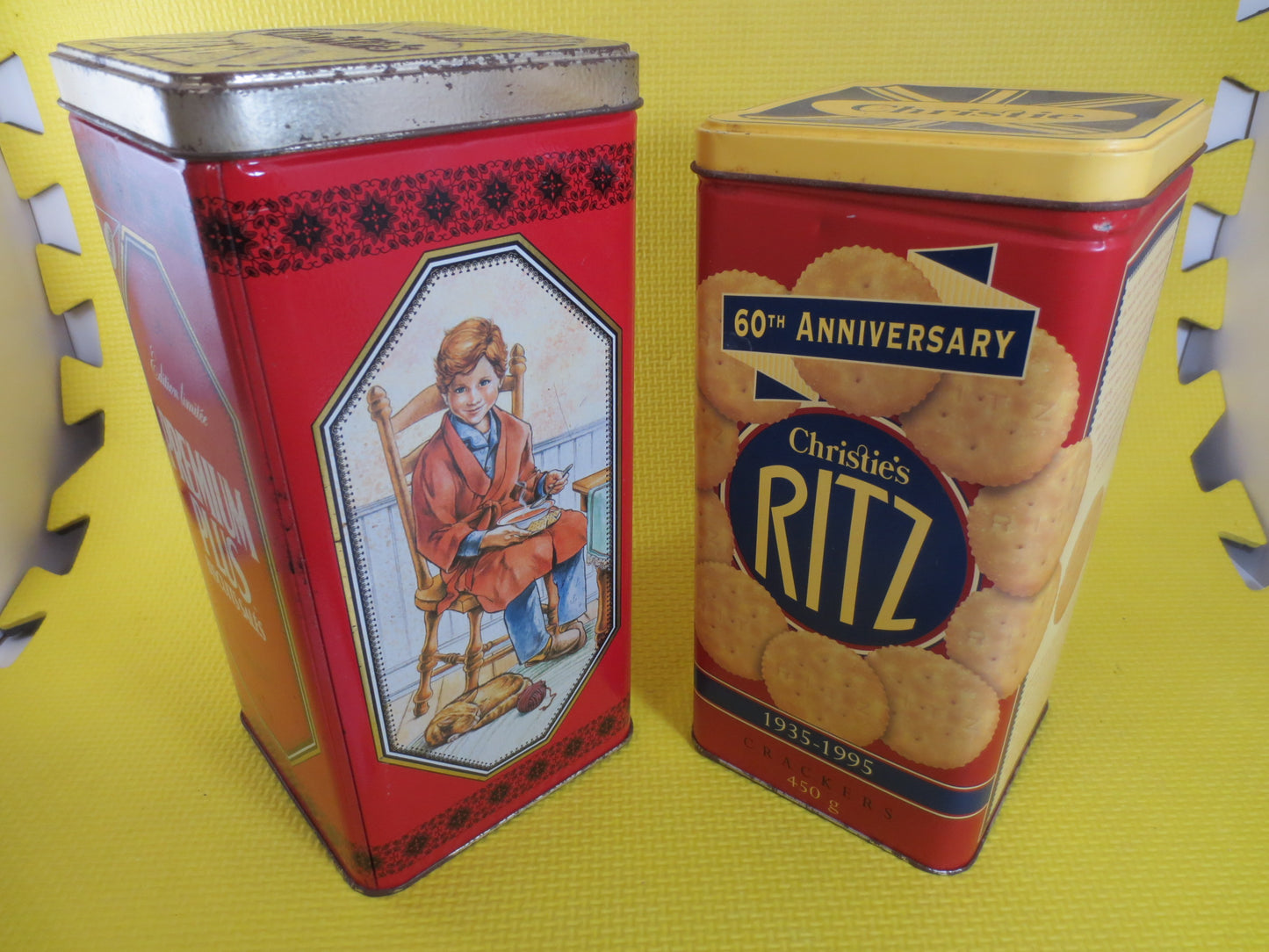 Vintage Tin CAN, Tin Box, RITZ CRACKERS Tin, Collectible Tin Box, Tin Can, Metal Box, Metal Can, Advertising Can, Tin Candy Box, Vintage Tin