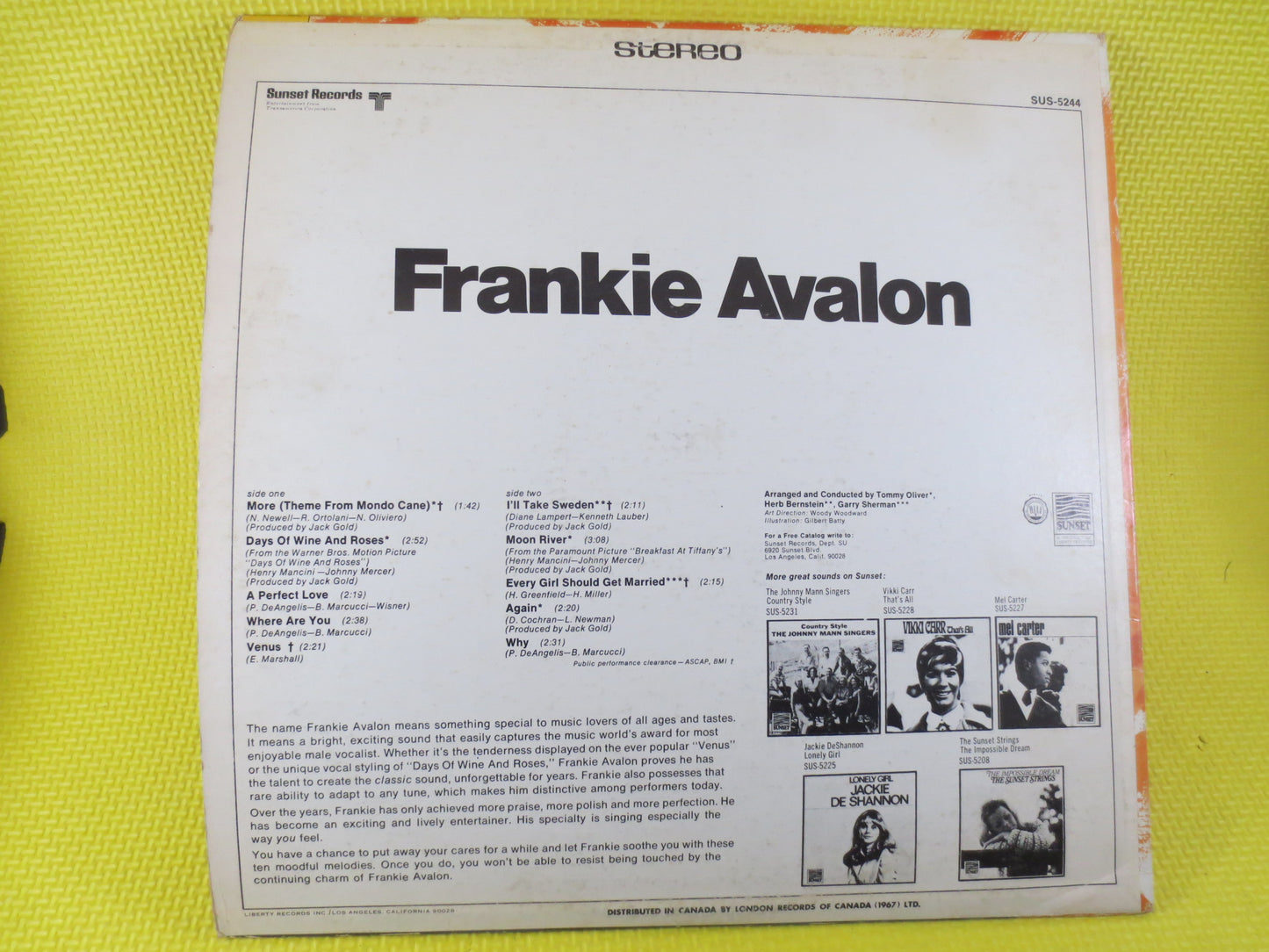 FRANKIE AVALON, VENUS, Frankie Avalon Album, Frankie Avalon Lp, Frankie Avalon Hits, Frankie Avalon Songs, Beach Music Album, 1969 Records