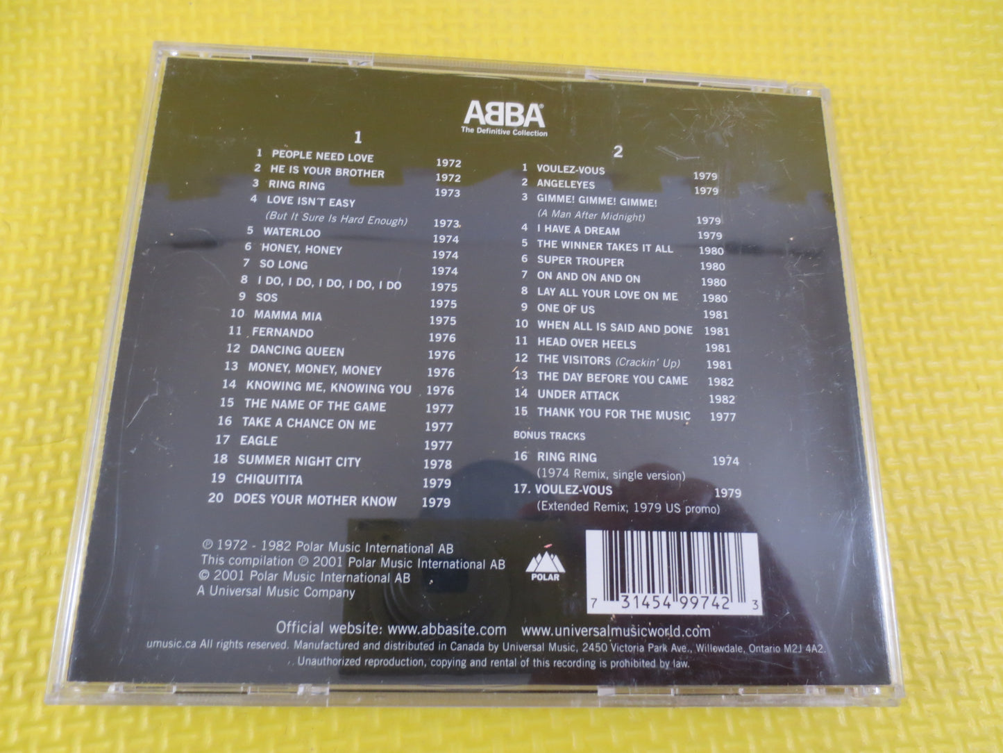 ABBA, DEFINITIVE COLLECTION, 2 Cds, Abba Cd, Abba Music, Abba Hits Cd, Abba Songs, Pop Music Cd, Abba Album, Disco, Vintage Cd, Compact Disc