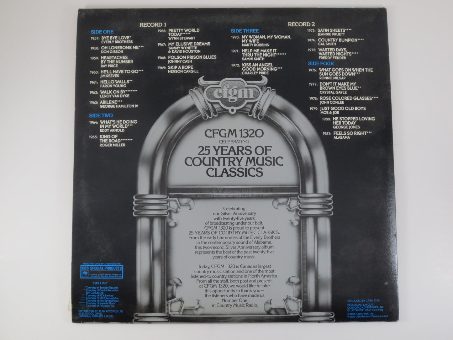 25 YEARS of COUNTRY Music Classics, CFGM 1320, 2 Records, Country Album, Country Record, Classic Country Lp, Country Music Lp, 1982 Record