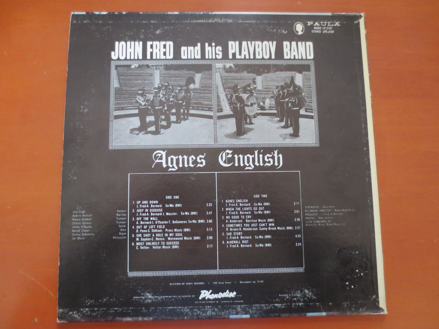 JOHN FRED, AGNES English, Garage Bands, John Fred Record, John Fred Album, John Fred Lp, Rock and Roll Album, 1967 Records