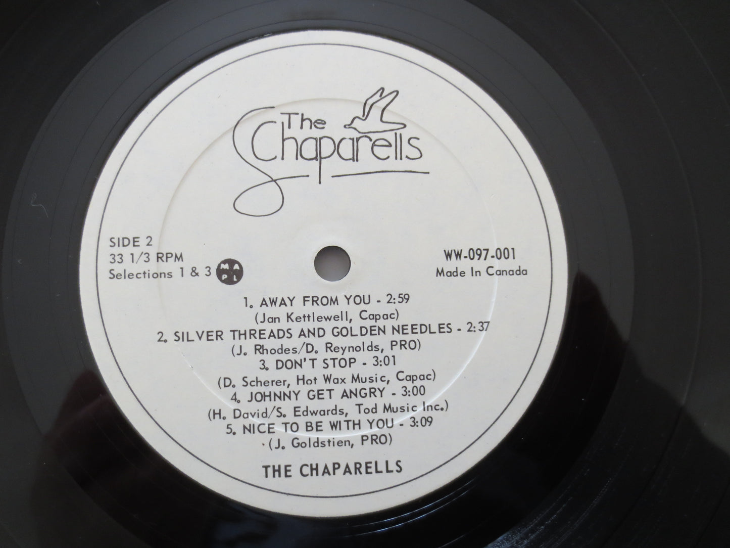 The CHAPARELLS, The Chaparells Album, The Chaparells Lp, Rock Record, Pop Record, Country Record, Vinyl Album, 1980 Records