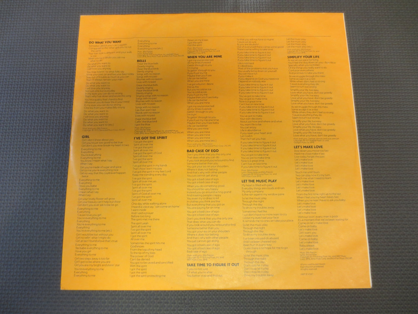 BILLY PRESTON, Billy Preston Album, Billy Preston Lp, Rock Album, Rock Record, Lps, Pop Music Album, Music Lp, 1976 Record