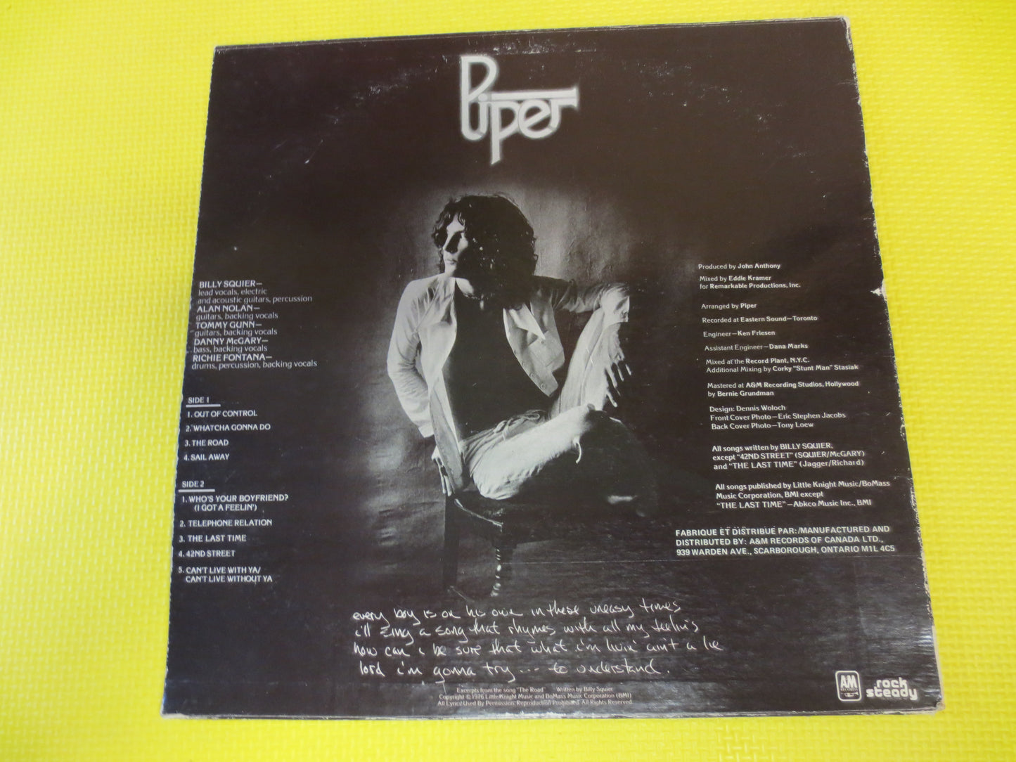 PIPER, DEBUT Album, PIPER Record, Piper Album, Rock Album, Rock Record, Music Record, Pop Music Album, Music Lp, 1976 Record