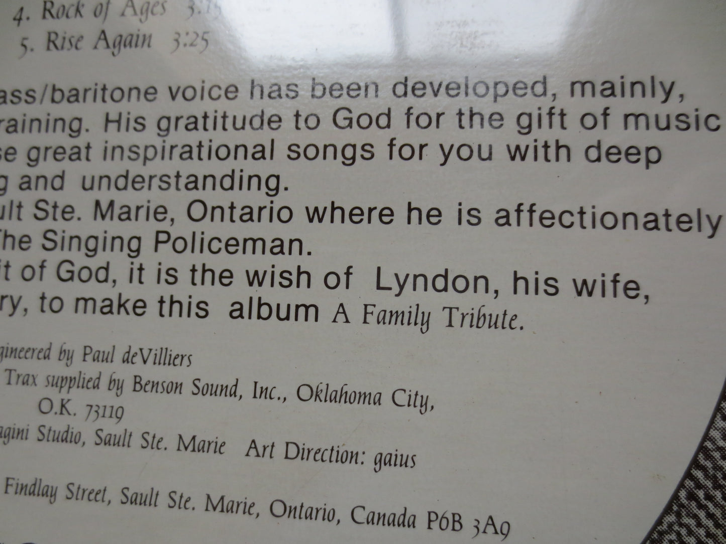 LYNDON, A FAMILY TRIBUTE, Lyndon Slewidge, Religious Album, Religious Record, Religious Music, Gospel Record, 1975 Album