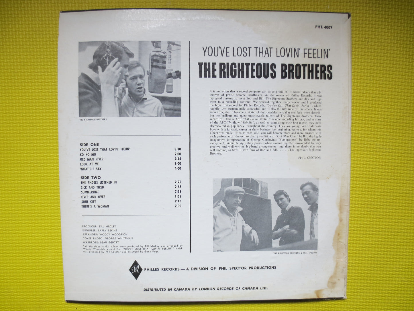 The RIGHTEOUS BROTHERS, That LOVIN'' Feelin', Pop Music Record, Pop Music Album, 60s Music, 60s Record, 1965 Records