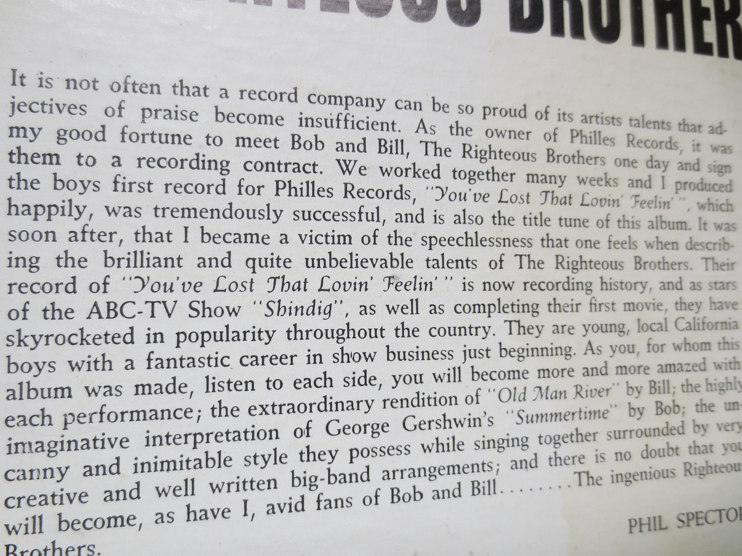 The RIGHTEOUS BROTHERS, That LOVIN'' Feelin', Pop Music Record, Pop Music Album, 60s Music, 60s Record, 1965 Records