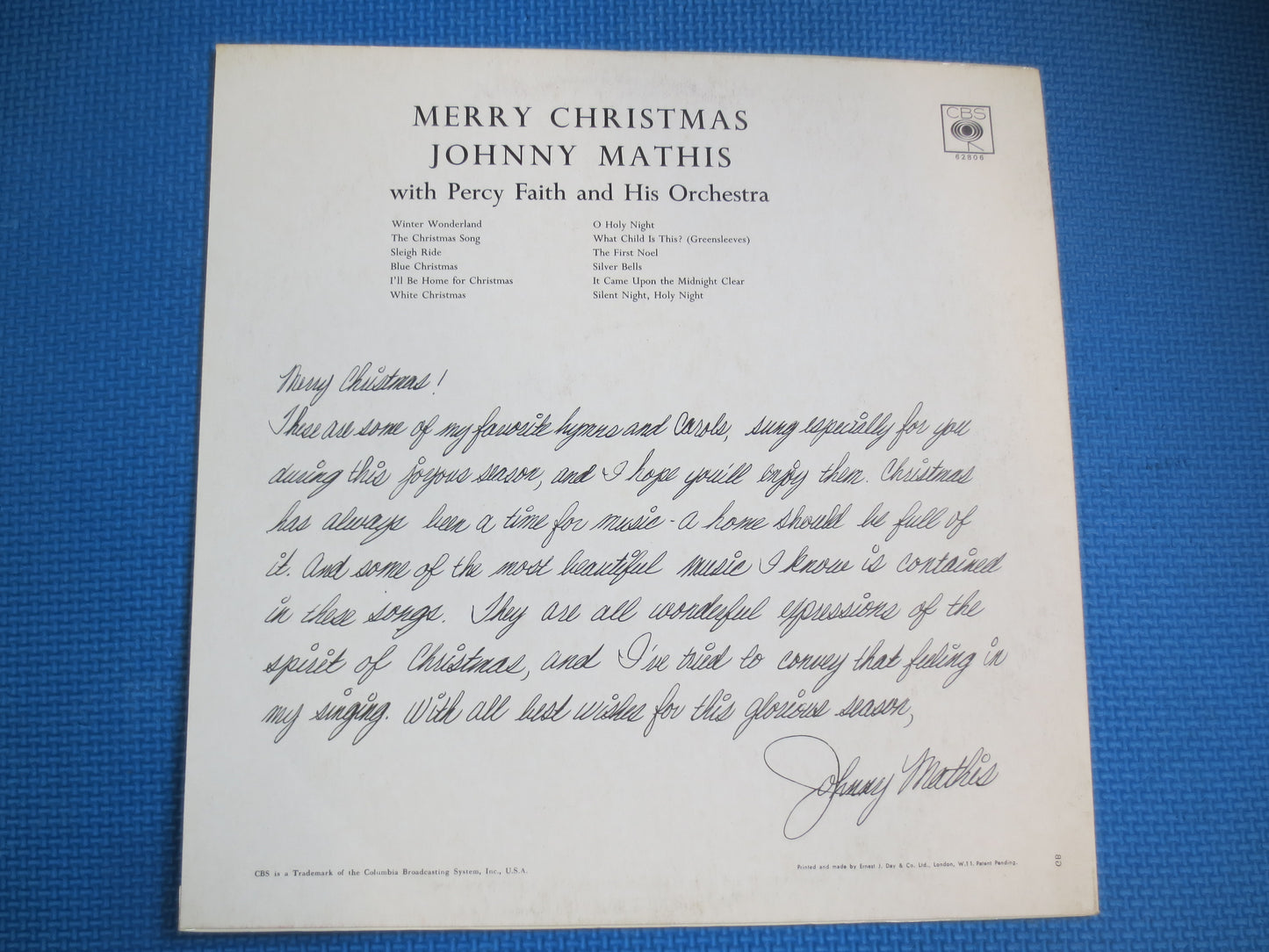 JOHNNY MATHIS, Merry CHRISTMAS, Johnny Mathis Record, Christmas Record, Johnny Mathis Album, Christmas Album, 1967 Records