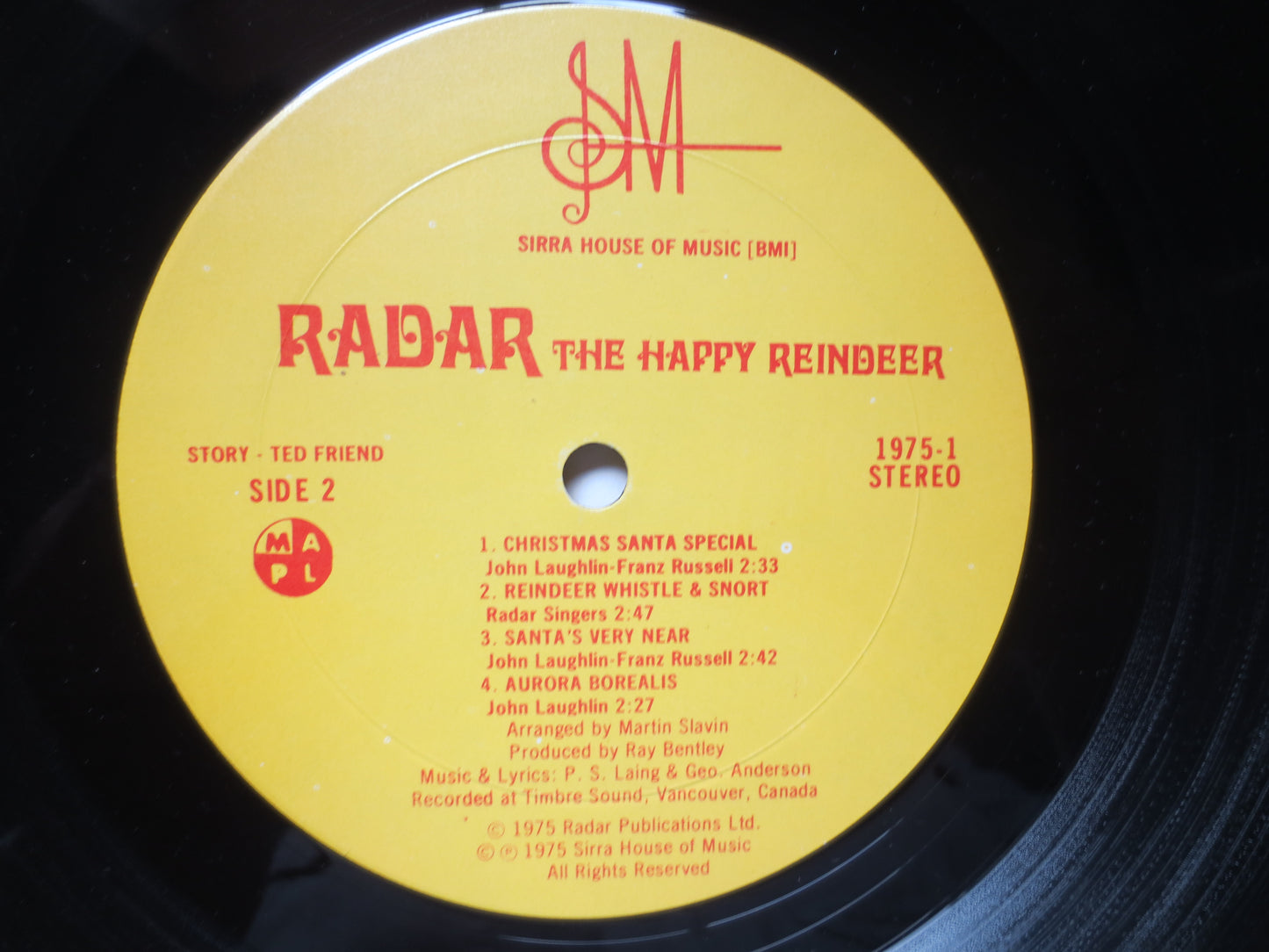 RADAR the HAPPY REINDEER, Christmas Record, Childrens Album, Christmas Album, Christmas Vinyl, Childrens Lp, 1975 Records