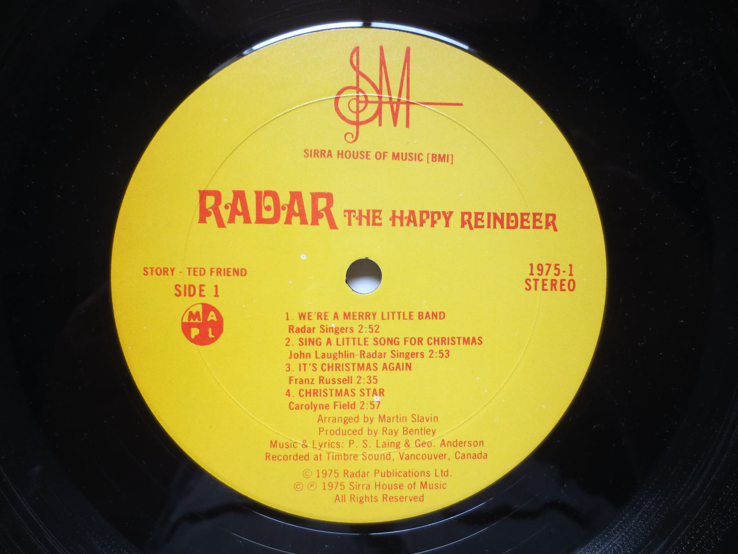 RADAR the HAPPY REINDEER, Christmas Record, Childrens Album, Christmas Album, Christmas Vinyl, Childrens Lp, 1975 Records