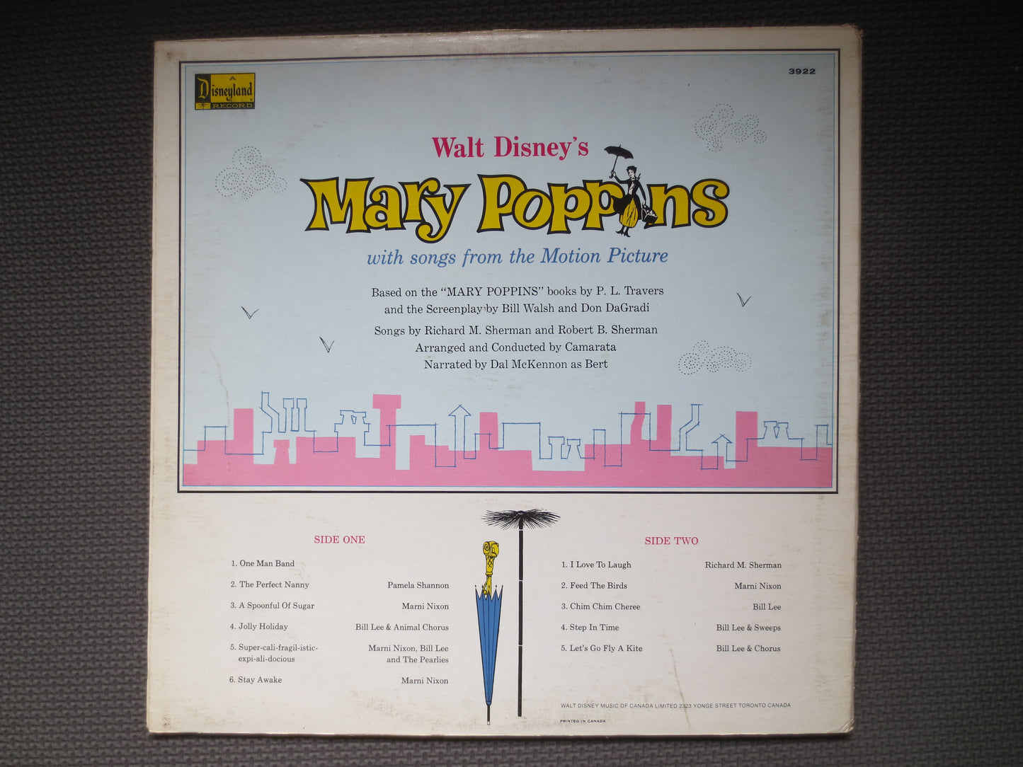 MARY POPPINS, DISNEYLAND Records, Disneyland Albums, Disney Records, Disneyland Vinyl, Disney Vinyl, Kids Lp, 1964 Records