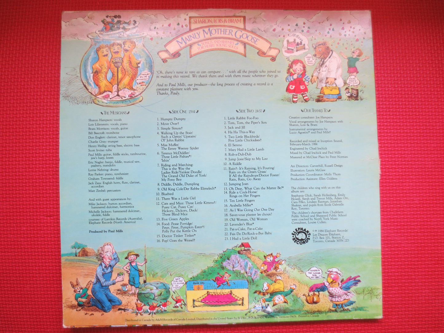 SHARON, LOIS and BRAM, Mainly Mother Goose, Childrens Records, Kids Records, Childrens Album, Childrens Lp, 1984 Records