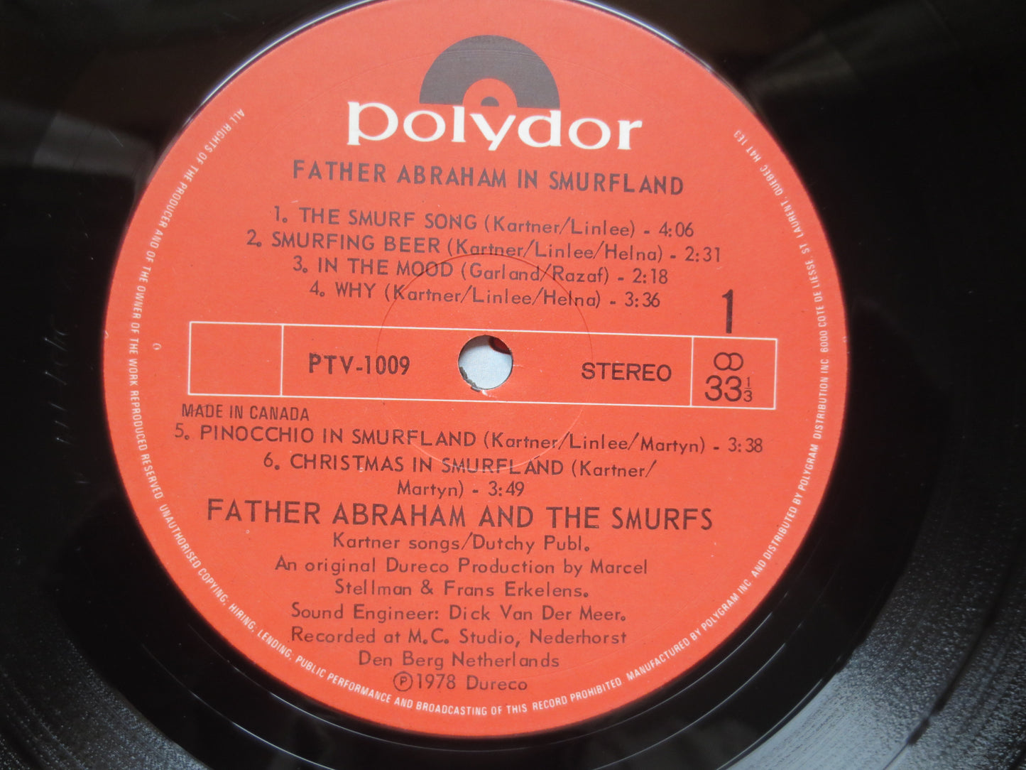 The SMURFS, FATHER ABRAHAM, Childrens Records, The Smurfs Records, The Smurfs Album, Kids Records, Kids Album, 1978 Records