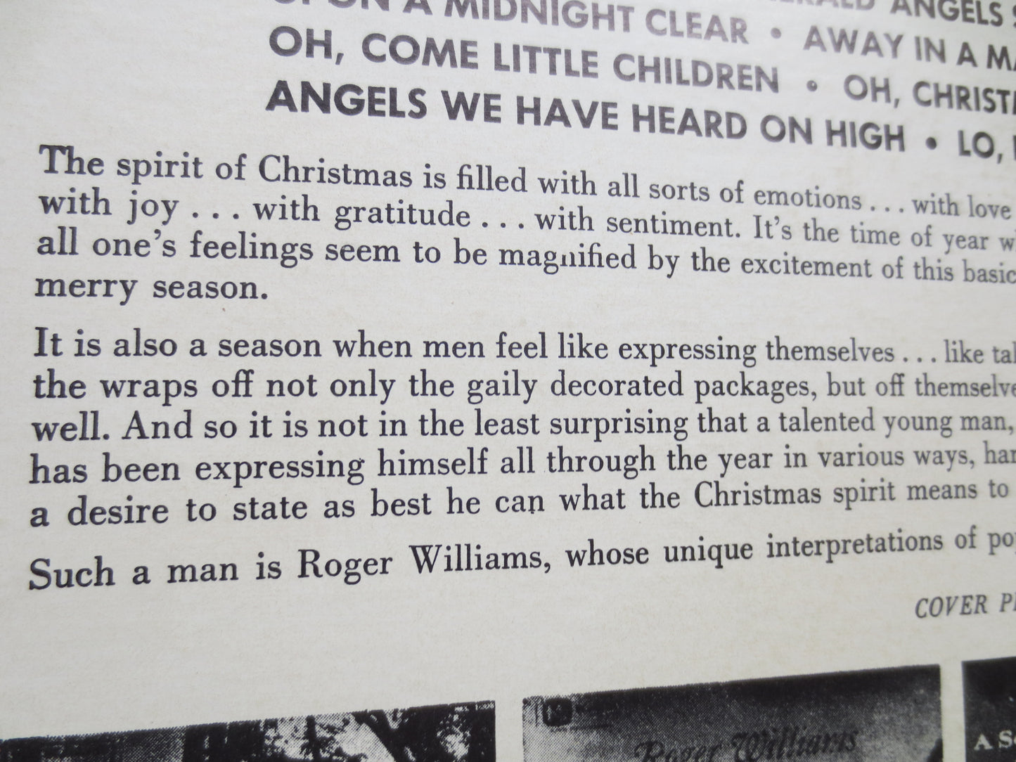 ROGER WILLIAMS, CHRISTMAS Songs, Roger Williams Album, Christmas Record, Roger Williams Lp, Christmas Album, 1956 Records