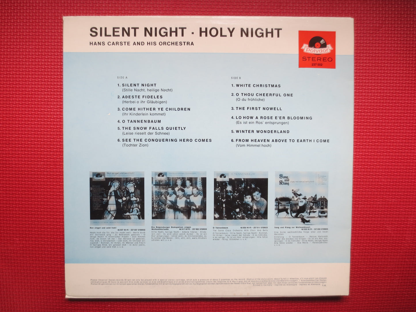 SILENT NIGHT, CHRISTMAS Songs, Holy Night, Christmas Record, Christmas Vinyl, Christmas Lp, Christmas Hymns, 1958 Records