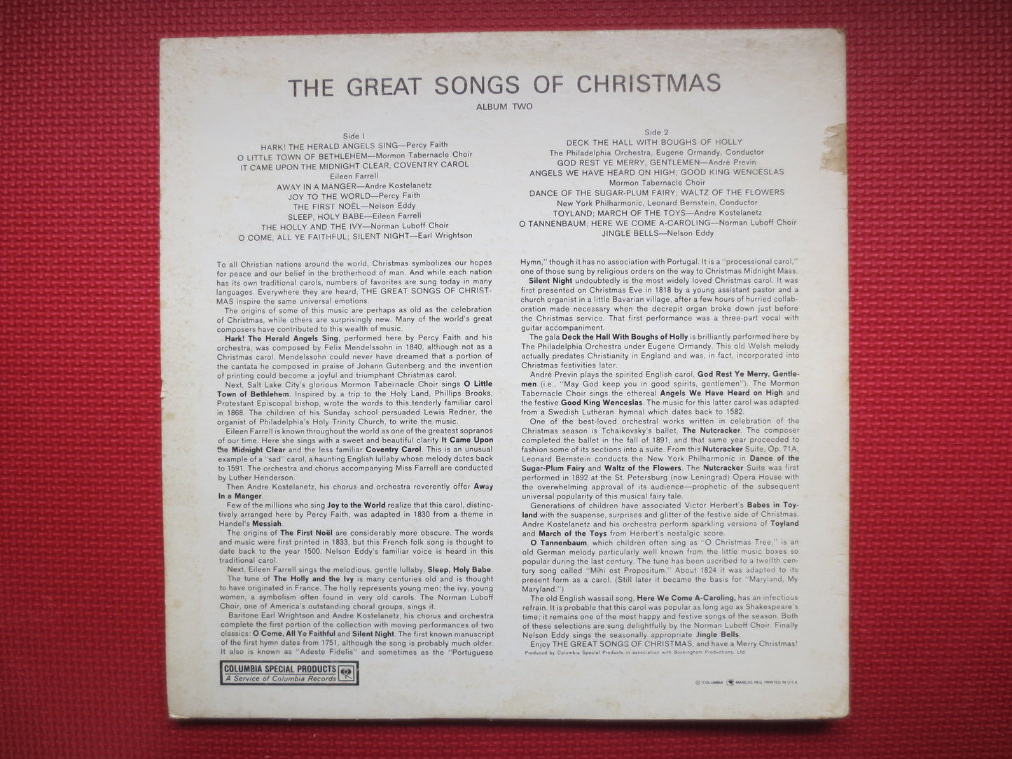 GREAT SONGS of CHRISTMAS, Album 2, Christmas Songs, Christmas Record, Christmas Vinyl, Christmas Lp, Vinyl Lp, 1967 Records