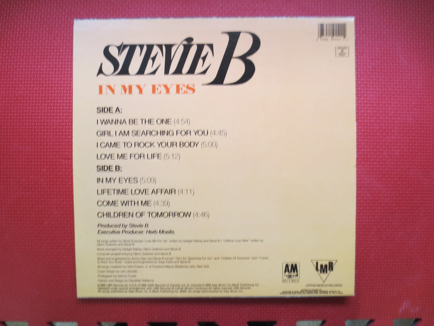 STEVIE B, In My EYES, STEVIE B Album, Stevie B Record, Stevie B Music, Stevie B Vinyl, Stevie B Lp, Dance Lp, 1989 Records