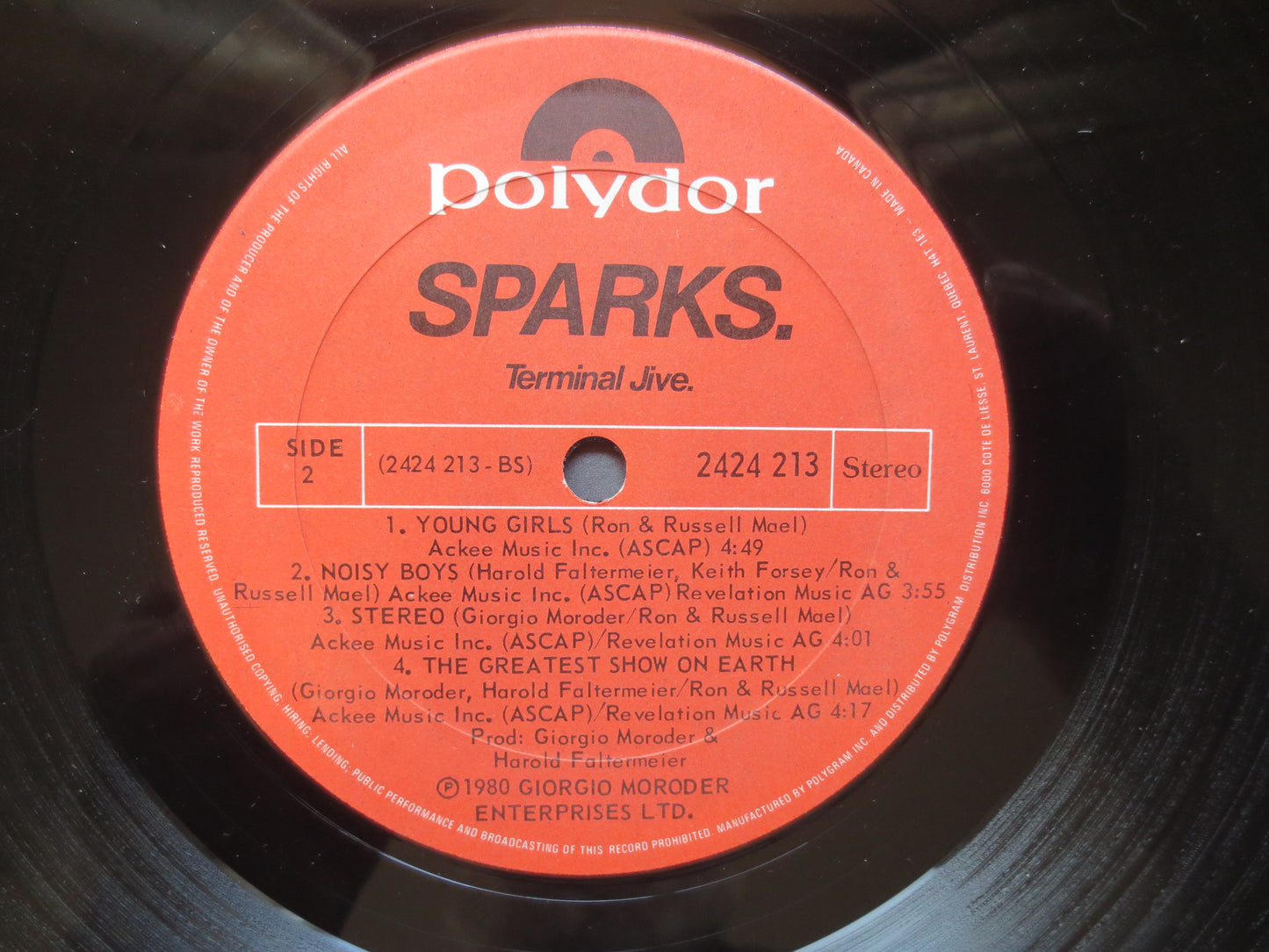 SPARKS, TERMINAL Jive, SPARKS Records, Sparks Album, Sparks Lp, Sparks Vinyl, Disco Records, Disco Album, Lps, 1980 Records