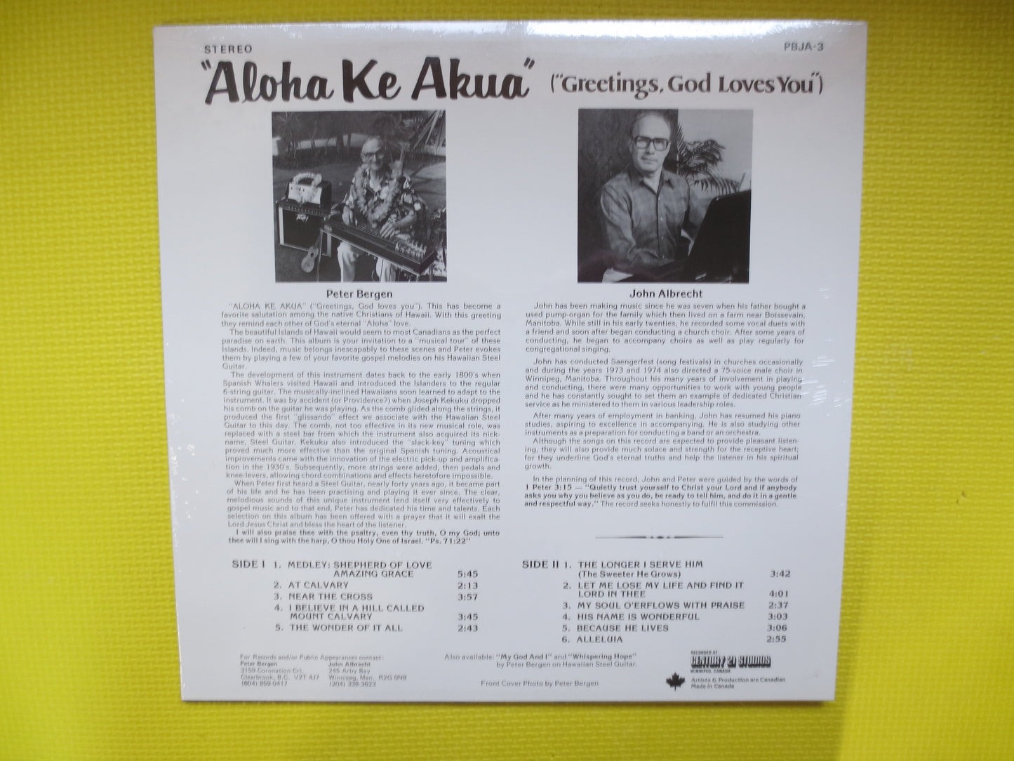 PETER BERGEN, Factory SEALED, Aloha Ke Akua, Gospel Lp, Folk Vinyl, Gospel Album, Hawaiian Record, Hawaiian Lp, 1965 Records