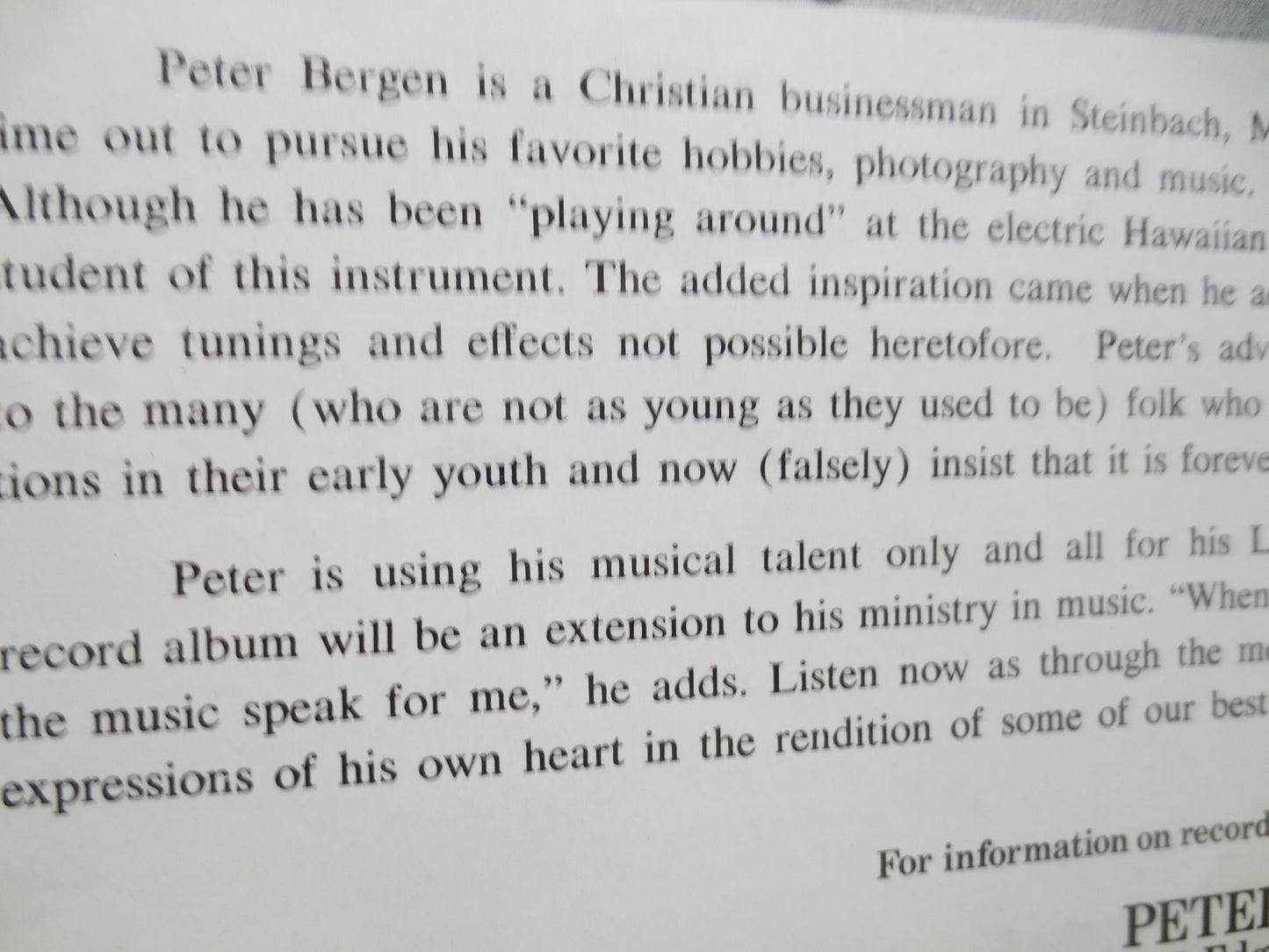 PETER BERGEN, Factory SEALED, My God and I, Gospel Lp, Folk Vinyl, Gospel Album, Hawaiian Record, Hawaiian Lp, 1965 Records