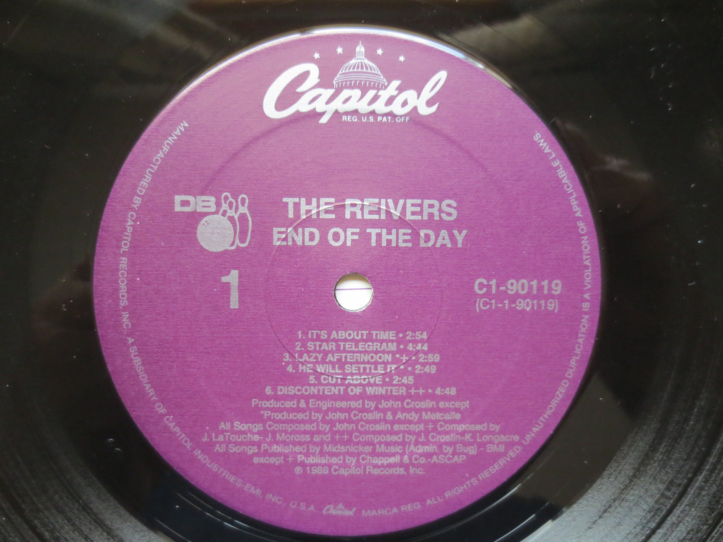 The REIVERS, END of the Day, The REIVERS Record, The Reivers Album, The Reivers Lp, Alternative Rock, Rock Lp, 1989 Records