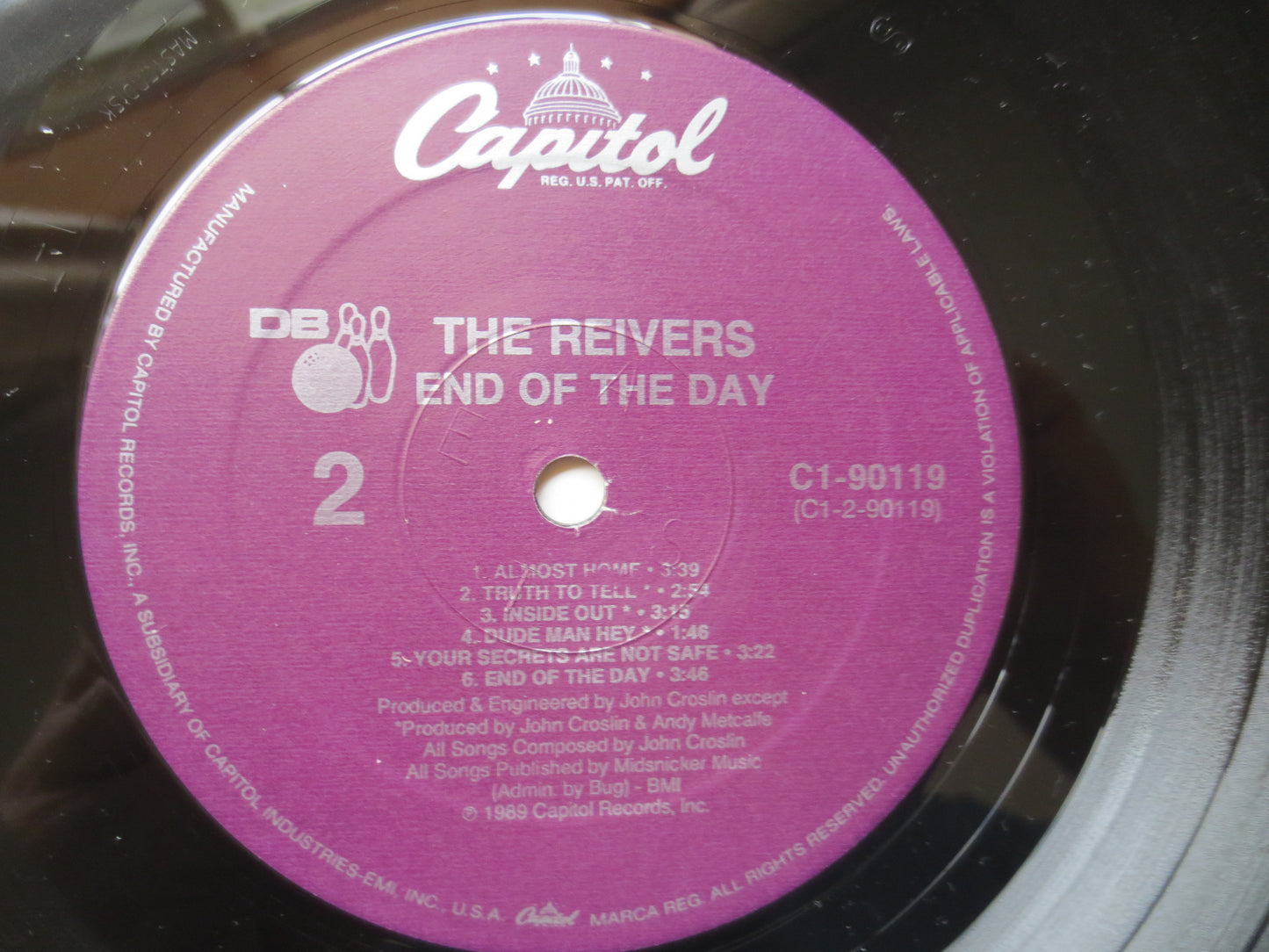 The REIVERS, END of the Day, The REIVERS Record, The Reivers Album, The Reivers Lp, Alternative Rock, Rock Lp, 1989 Records