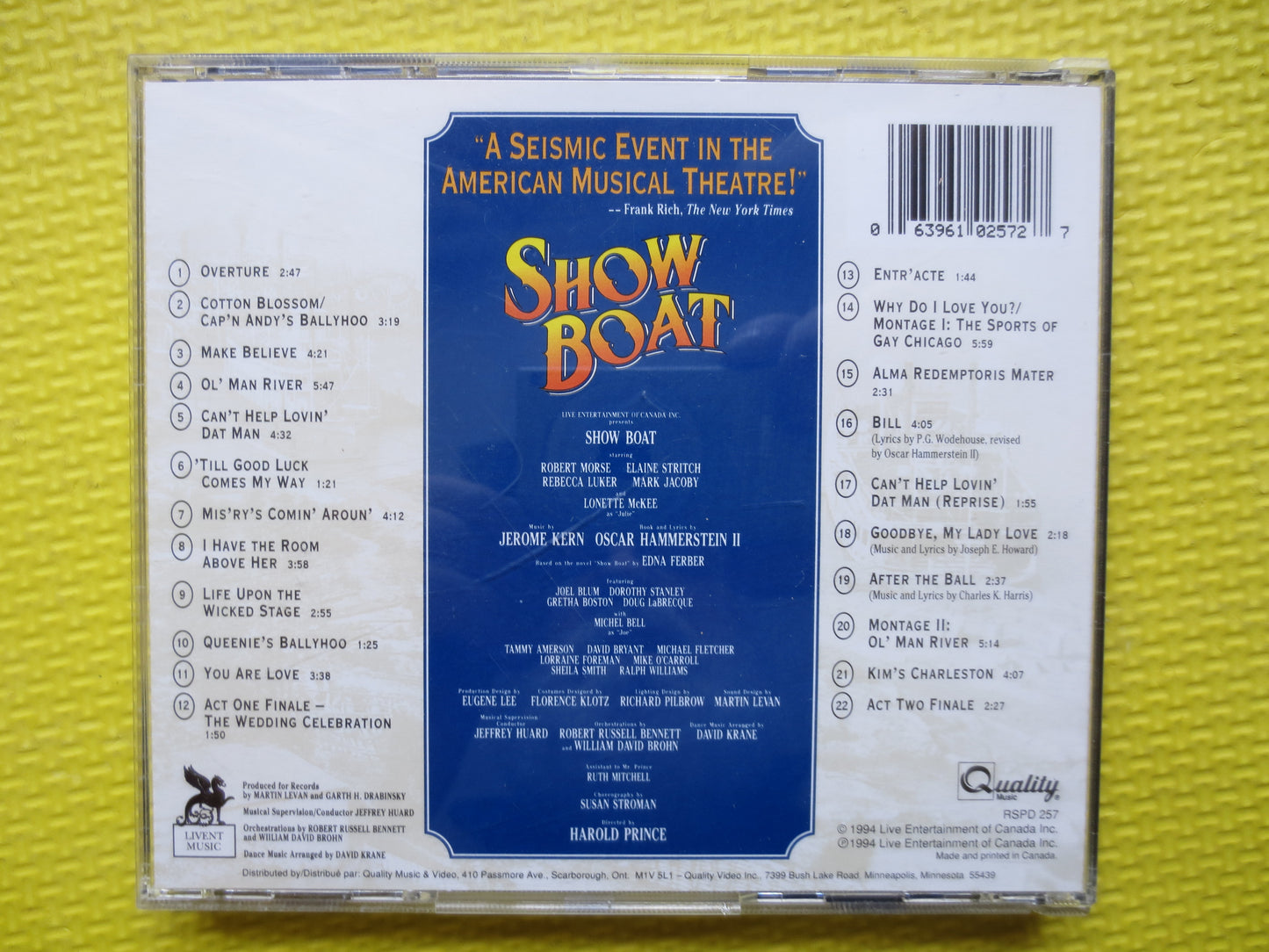 SHOWBOAT, SOUNDTRACK Cd, OSCAR Hammerstein, Music Cd, Robert Morse, Movie Cd, Musical Cd, Musical Theatre, Jerome Kern Cd, Cd