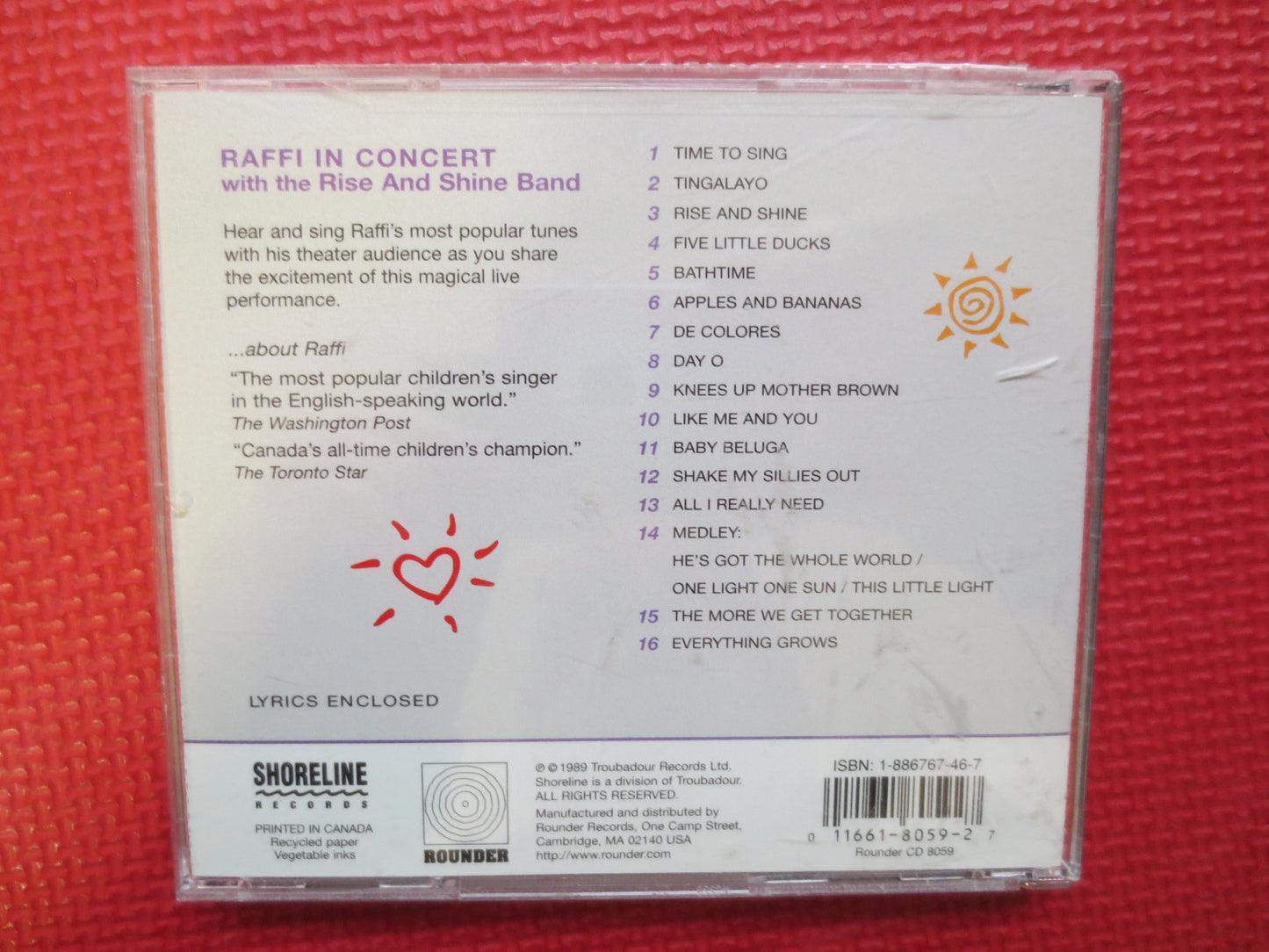 RAFFI, MISMATCHED Cd, In Concert COVER, Grocery Store Cd, Mismatched Cd, Raffi Cd, Raffi Album, Kid Cd, Music Cd, Compact Discs