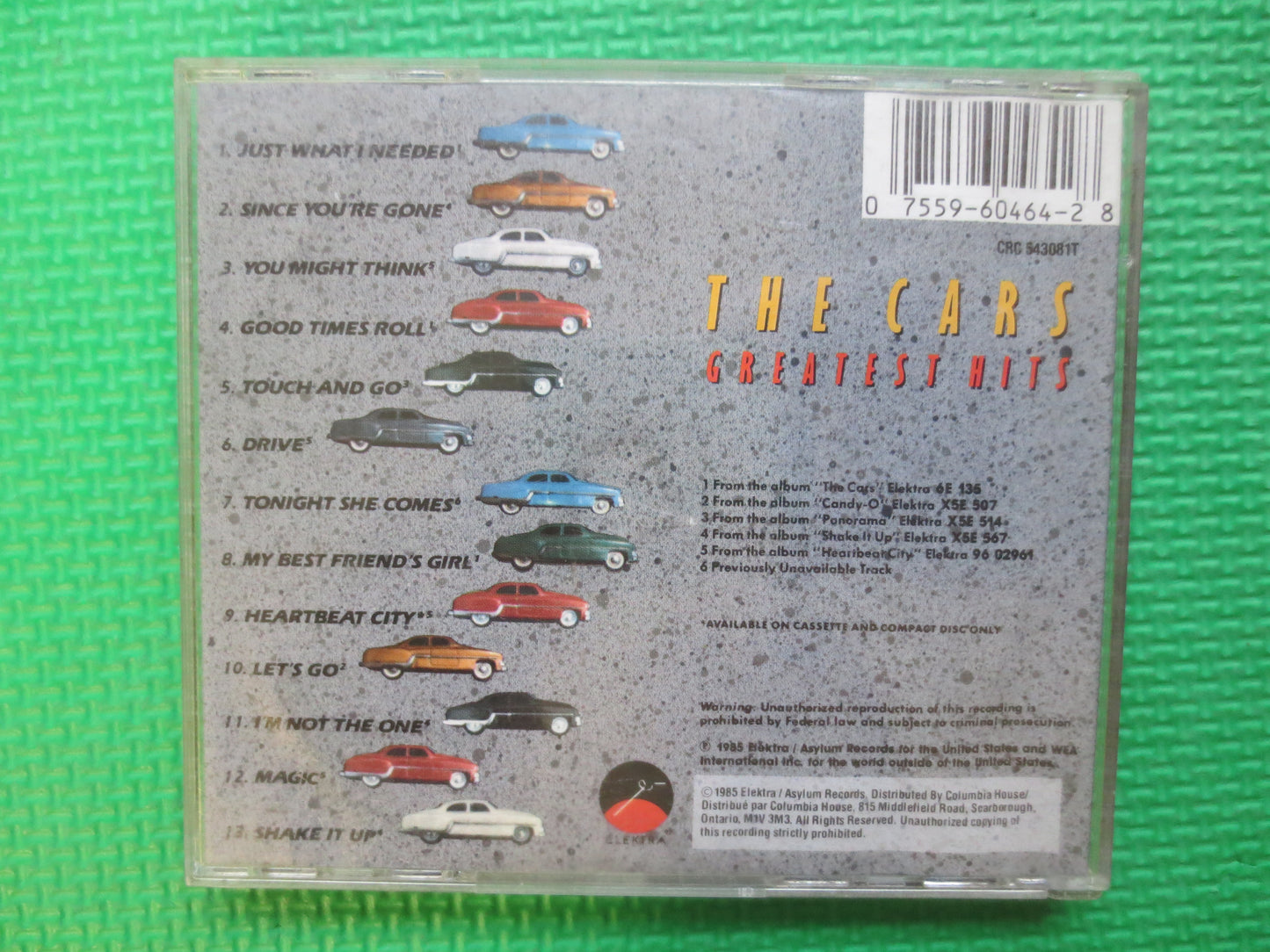 Vintage Cds, The CARS, GREATEST Hits, The CARS Cd, The Cars Albums, The Cars Music, The Cars Songs, Original Cd, Rock Cd, 1985 Compact Discs