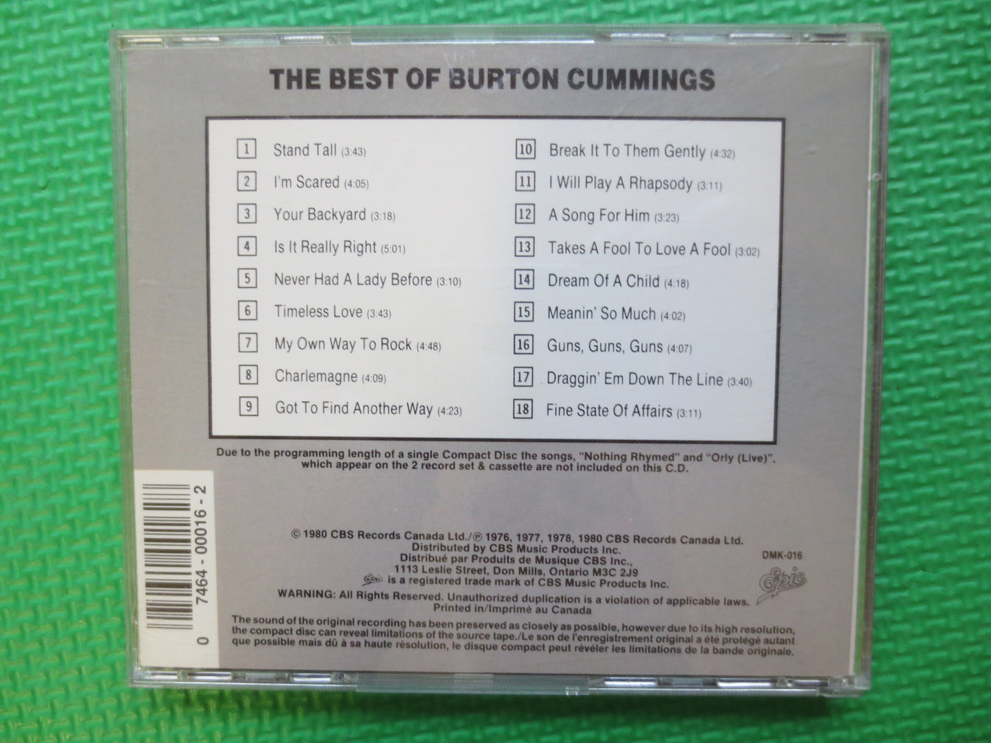 BURTON CUMMINGS, BEST of Cd, Burton Cummings Cd, Burton Cummings Lp, Rock Cd, Pop Music Cd, Cd Music, Vintage Compact Disc