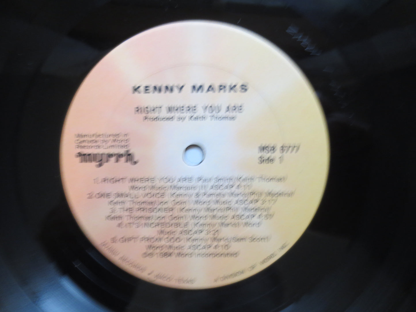 KENNY MARKS, RIGHT Where You Are, Kenny Marks Record, Kenny Marks Album, Kenny Marks Lp, Kenny Marks Vinyl, 1984 Records