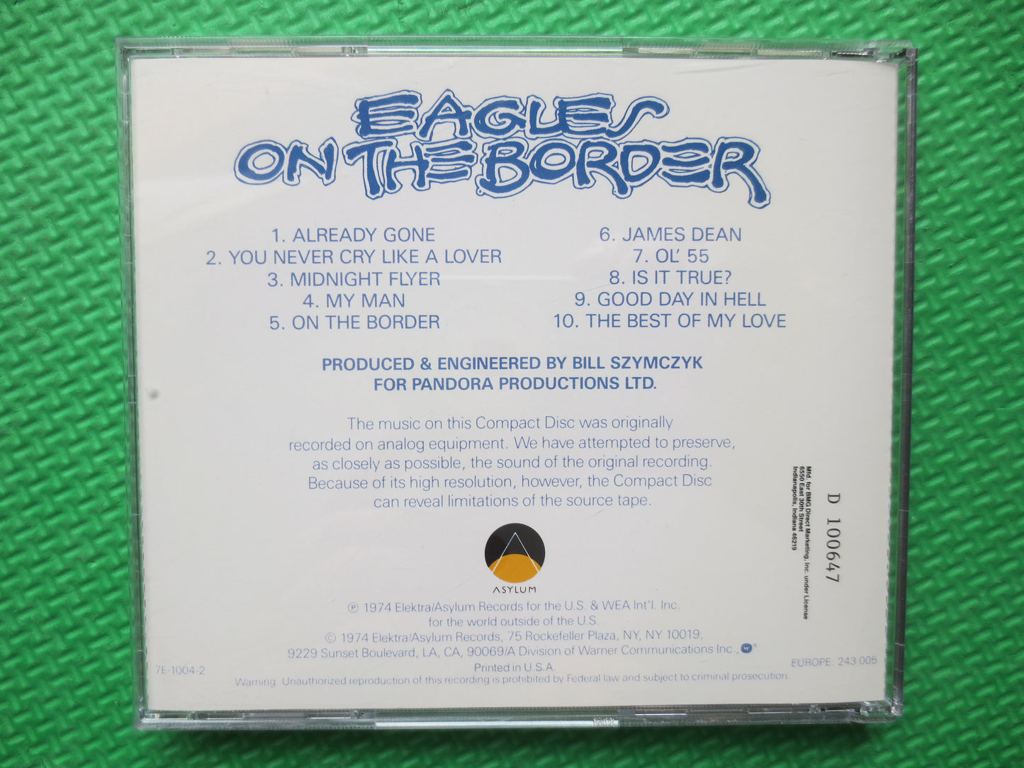 The EAGLES, On The BORDER, The EAGLES Cd, The Eagles Albums, The Eagles Music, The Eagles Songs, Classic Rock cd, Compact Discs