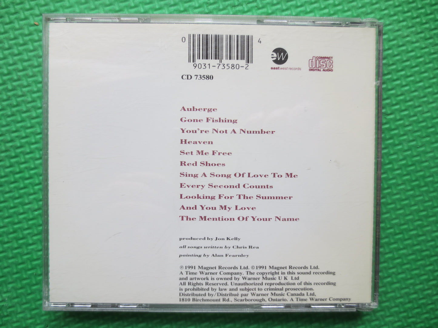 CHRIS REA, AUBERGE, Chris Rea Cd, Auberge Cd, Chris Rea Album, Chris Rea Songs, Blues Cd, Rock Cd, Soft Rock, 1991 Compact Disc