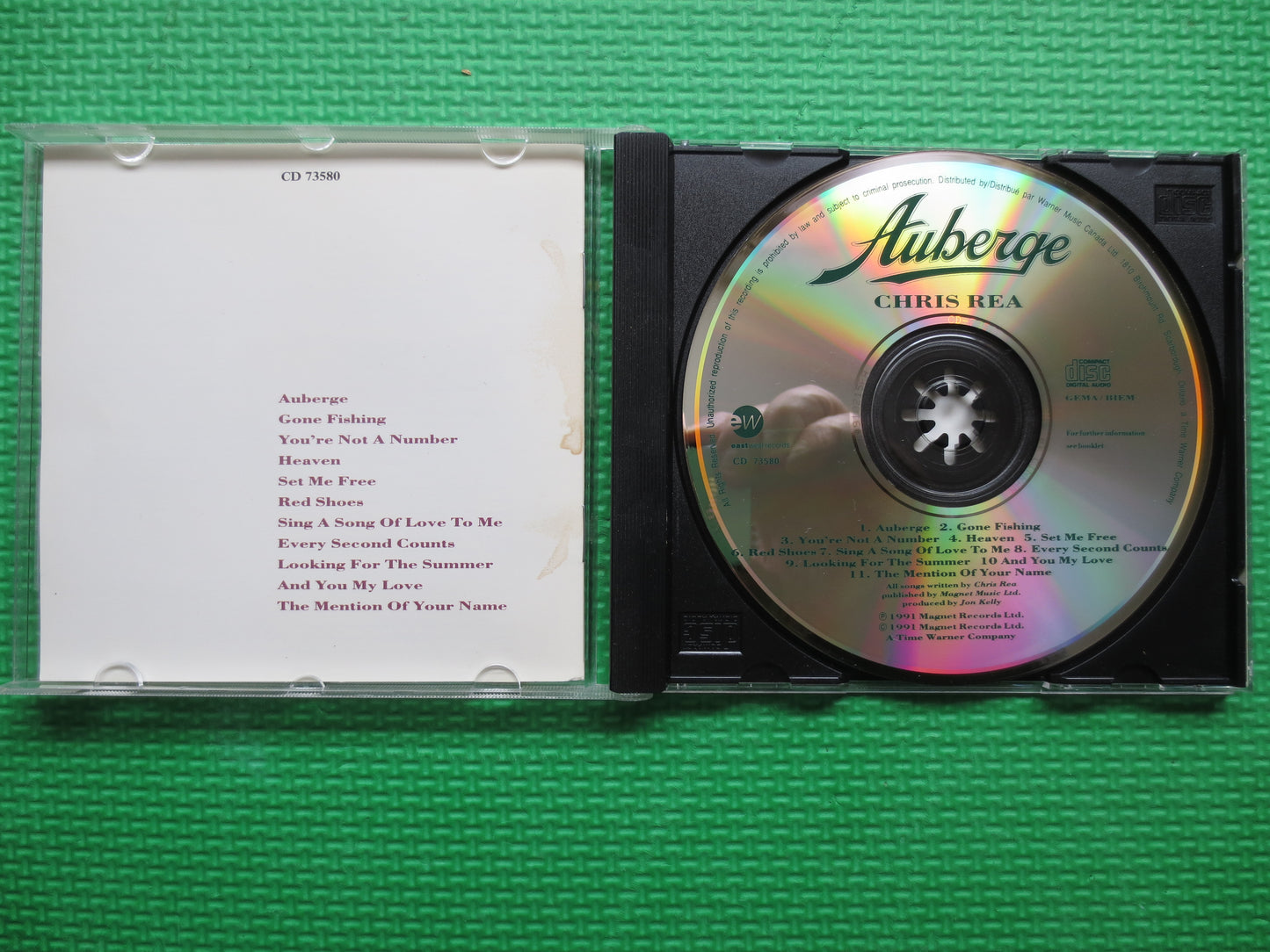 CHRIS REA, AUBERGE, Chris Rea Cd, Auberge Cd, Chris Rea Album, Chris Rea Songs, Blues Cd, Rock Cd, Soft Rock, 1991 Compact Disc